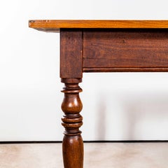 1940’s French Bobbin Leg Mid Oak Fruitwood Kitchen Dining Table