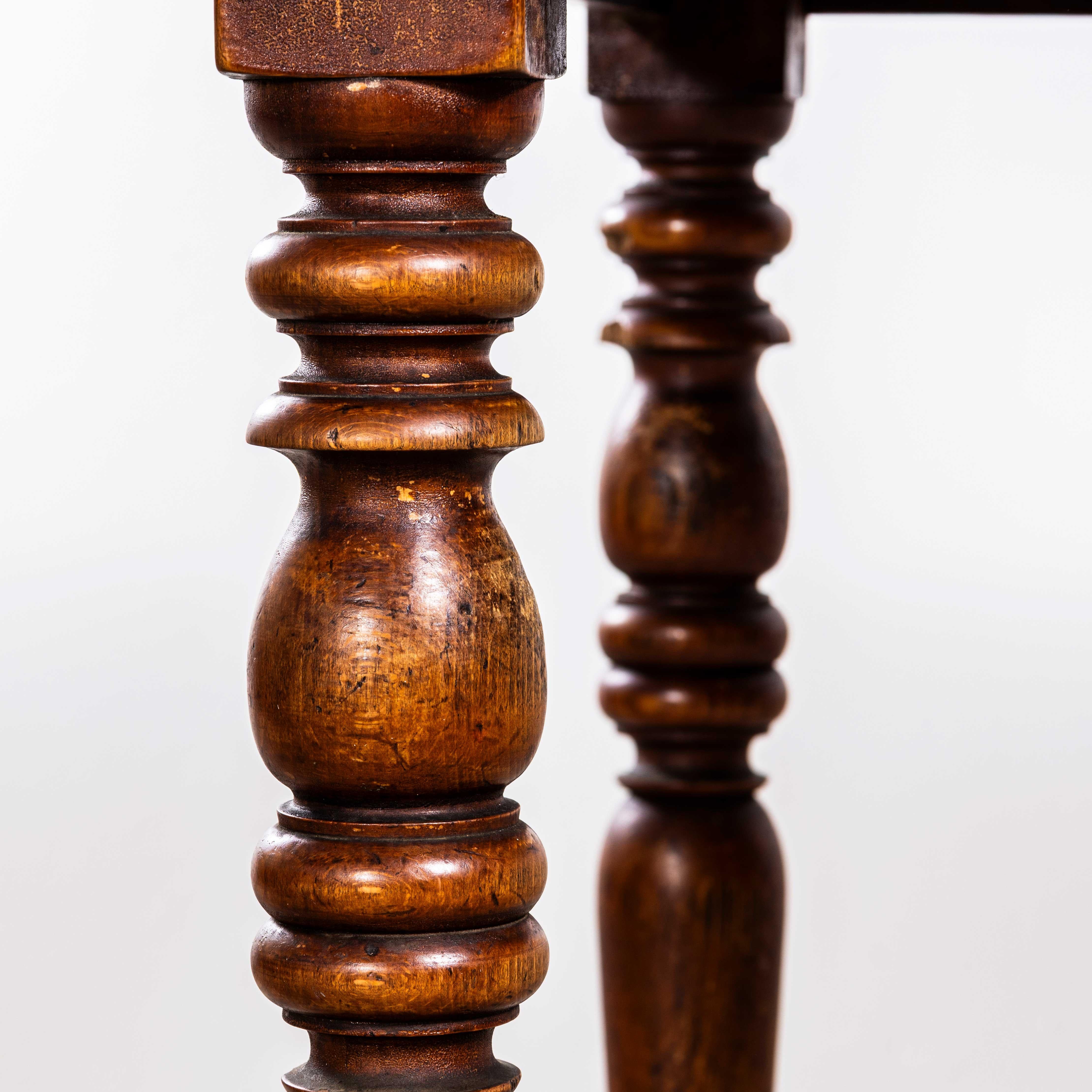 1940’s French Bobbin Leg Mid Oak Fruitwood Kitchen Dining Table In Good Condition For Sale In Hook, Hampshire