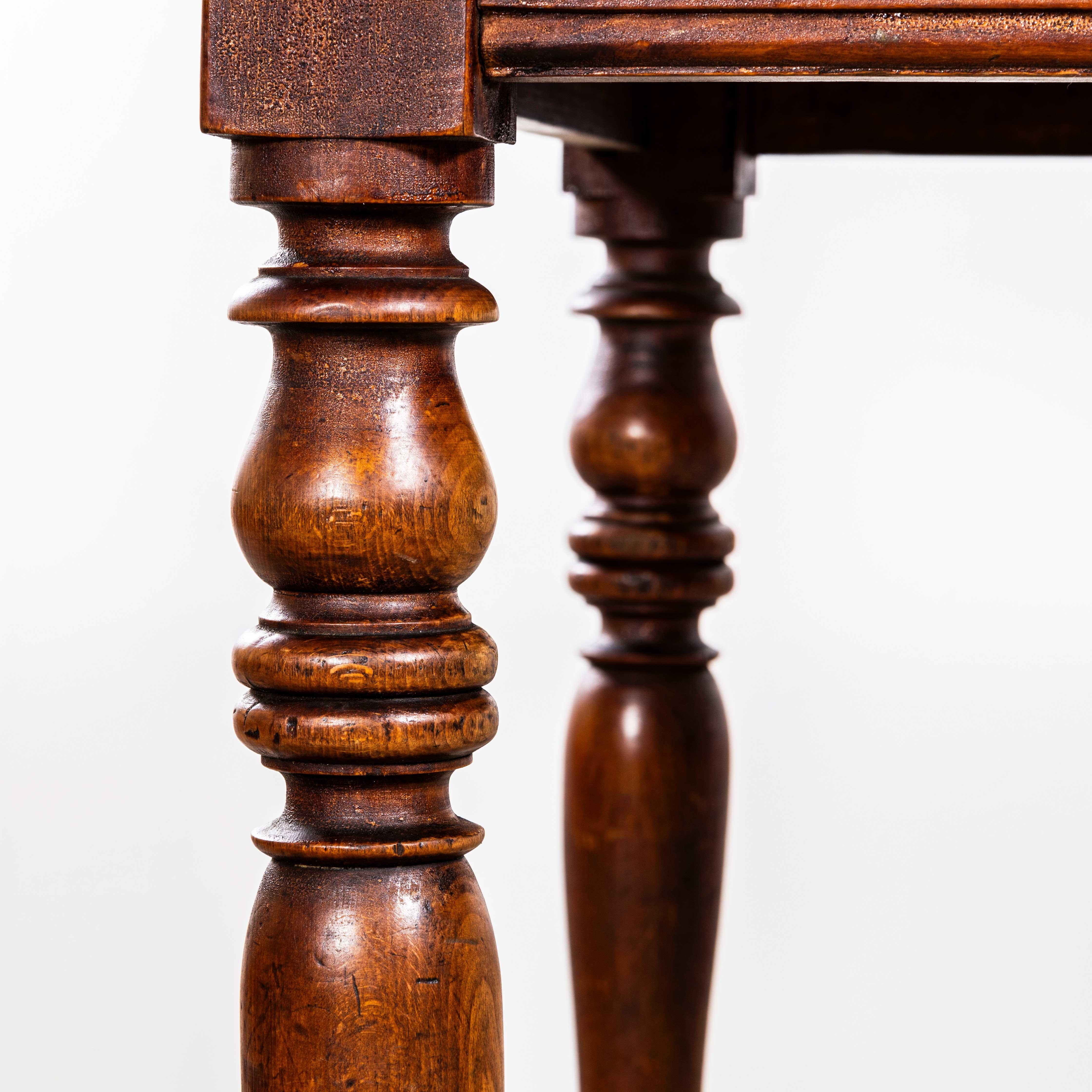 1940’s French Bobbin Leg Mid Oak Fruitwood Kitchen Dining Table In Good Condition For Sale In Hook, Hampshire