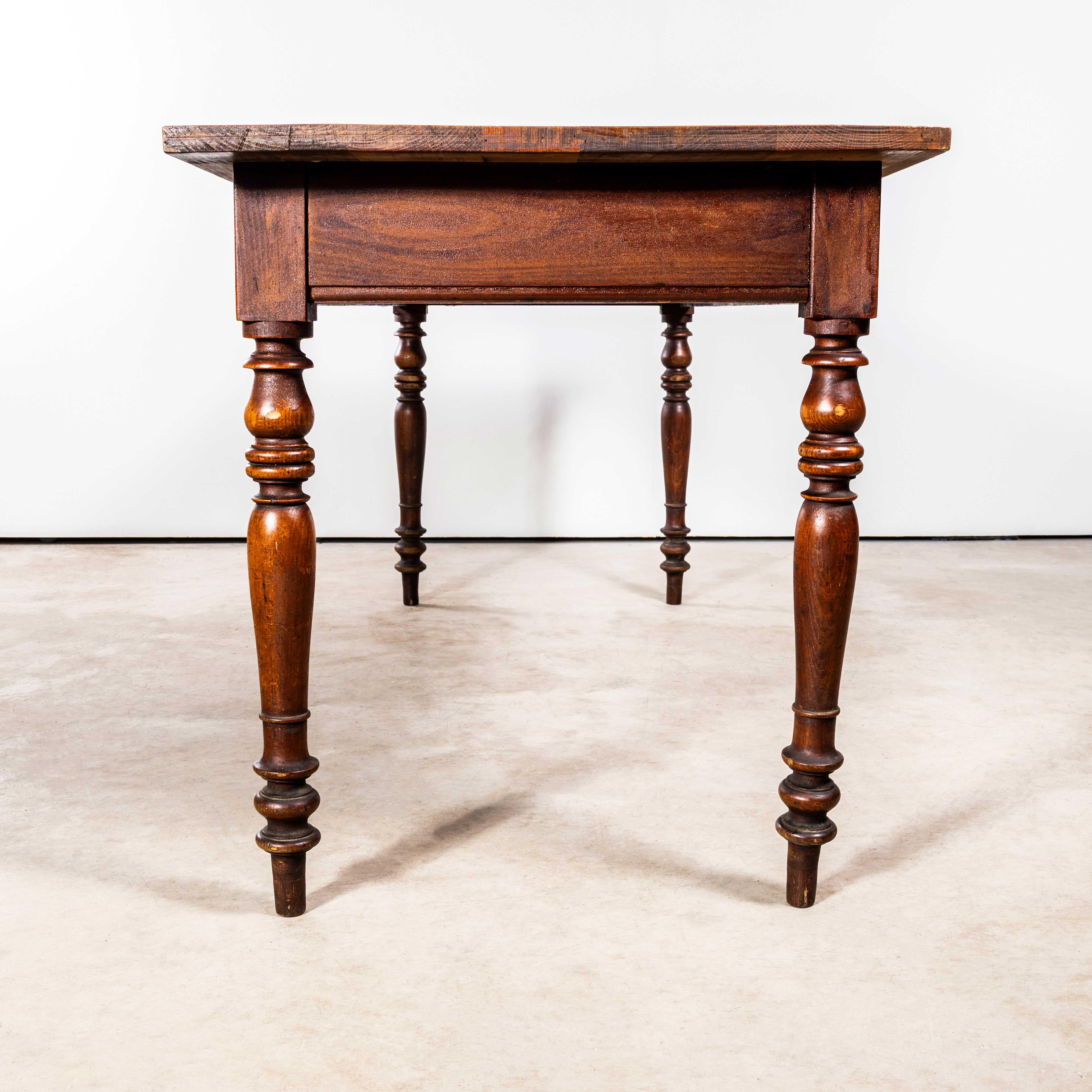 1940’s French Bobbin Leg Mid Oak Fruitwood Kitchen Dining Table For Sale 2