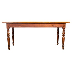 1940’s French Bobbin Leg Mid Oak Fruitwood Kitchen Dining Table
