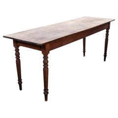 1940’s French Bobbin Leg Mid Oak Fruitwood Rectangular Dining Table
