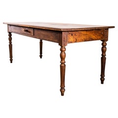 1940’s French Bobbin Leg Mid Oak Fruitwood Rectangular Dining Table