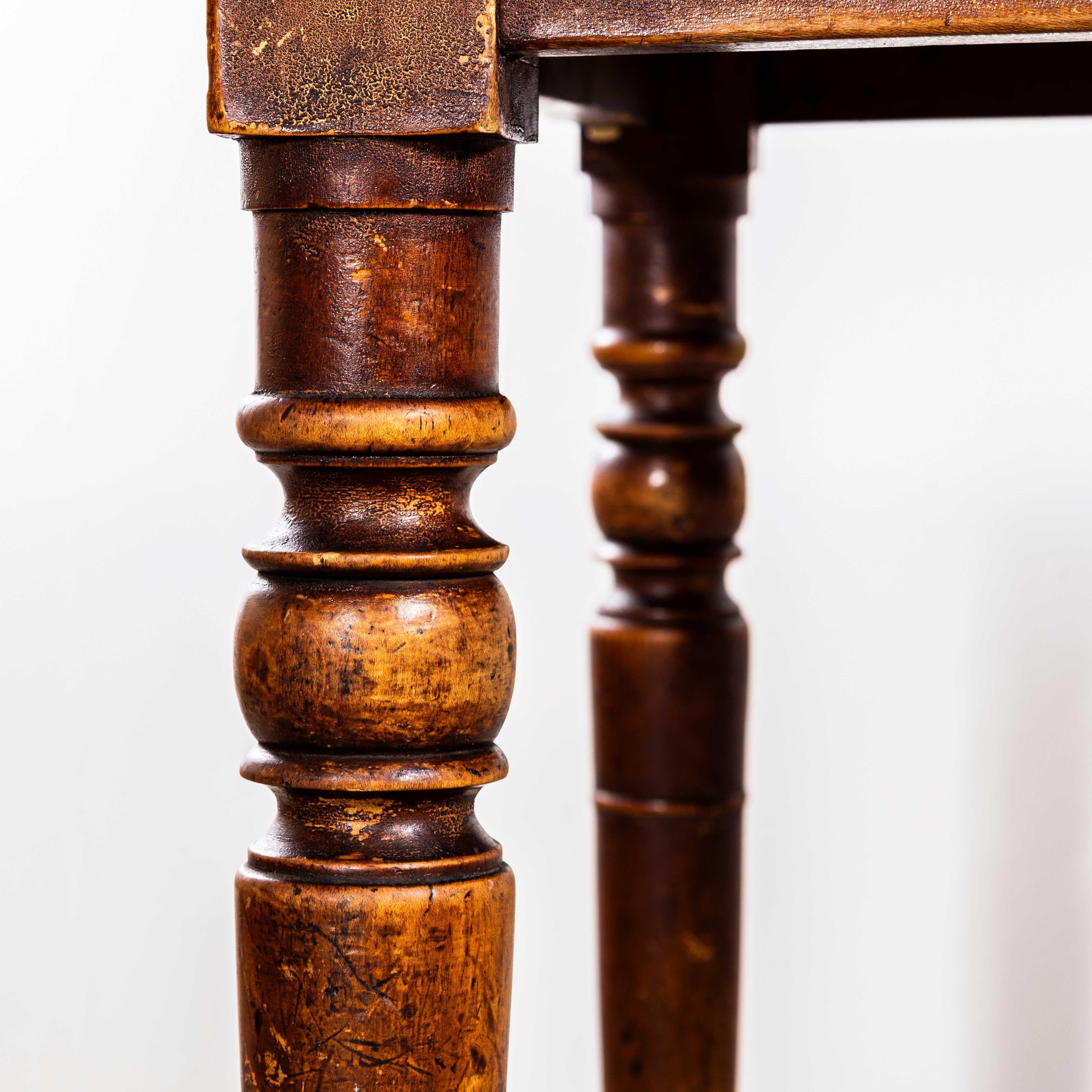 Mid-20th Century 1940’s French Bobbin Leg Mid Oak Kitchen Dining Table For Sale
