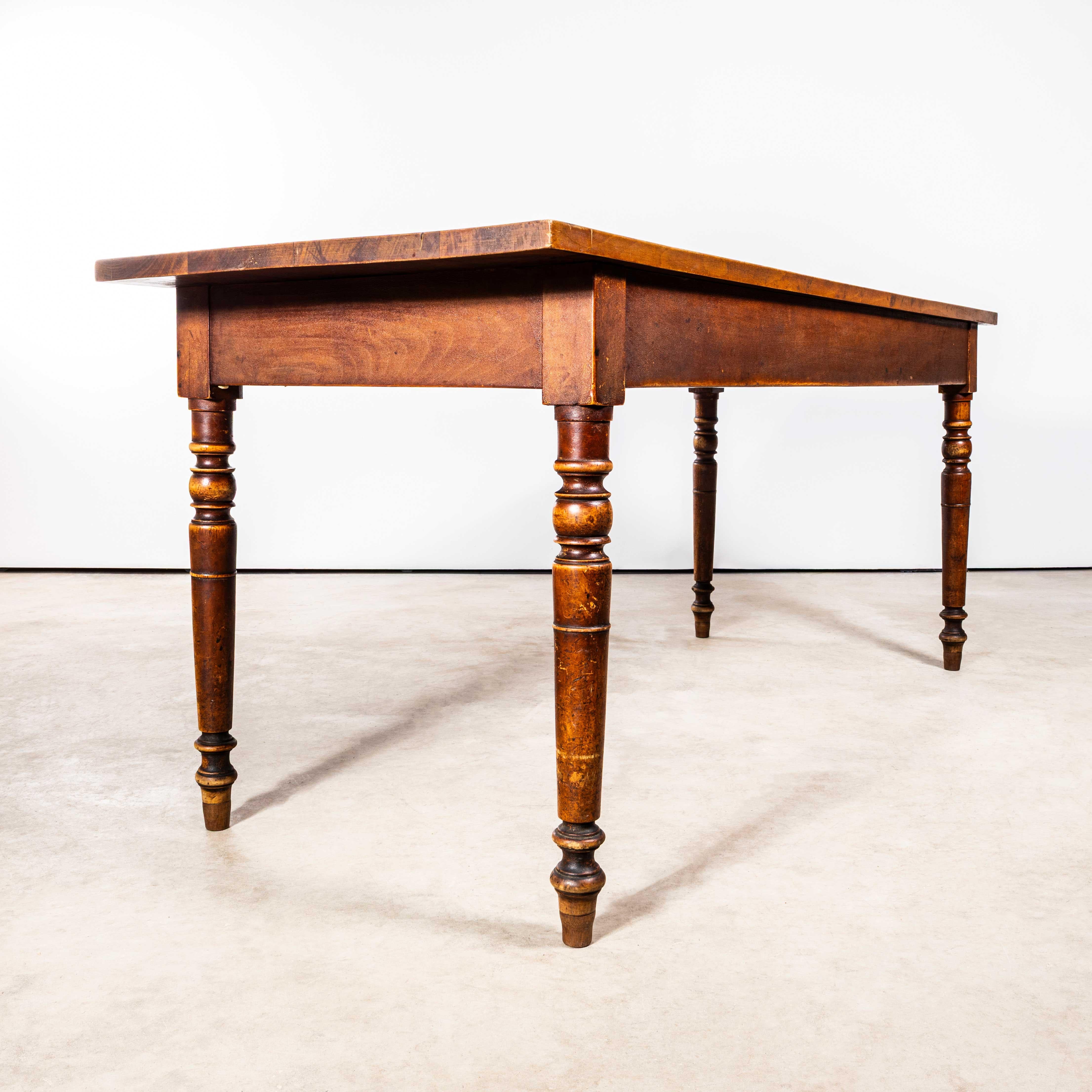 1940’s French Bobbin Leg Mid Oak Kitchen Dining Table For Sale 1