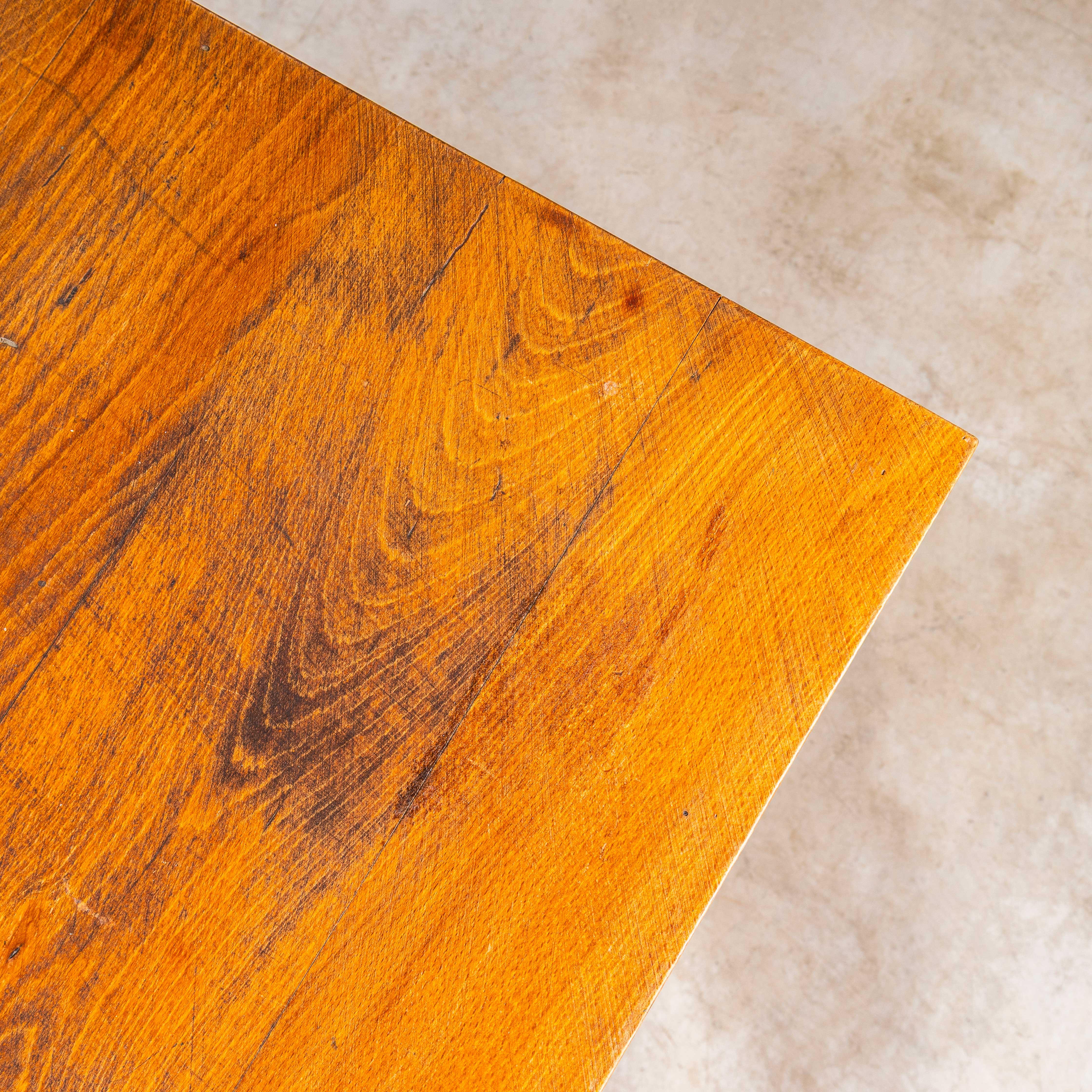 1940’s French Bobbin Leg Mid Oak Kitchen Dining Table For Sale 1