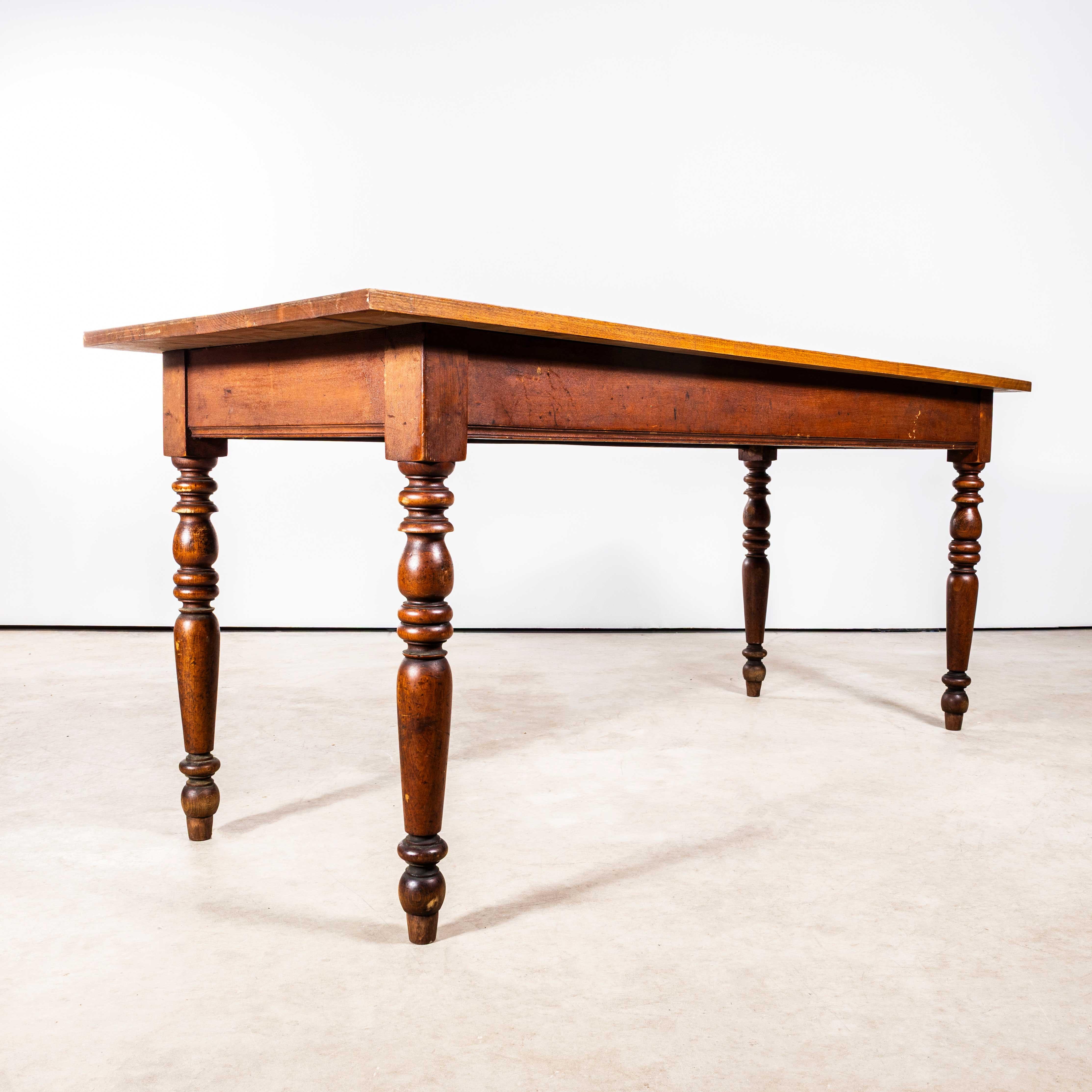1940’s French Bobbin Leg Mid Oak Kitchen Dining Table For Sale 2