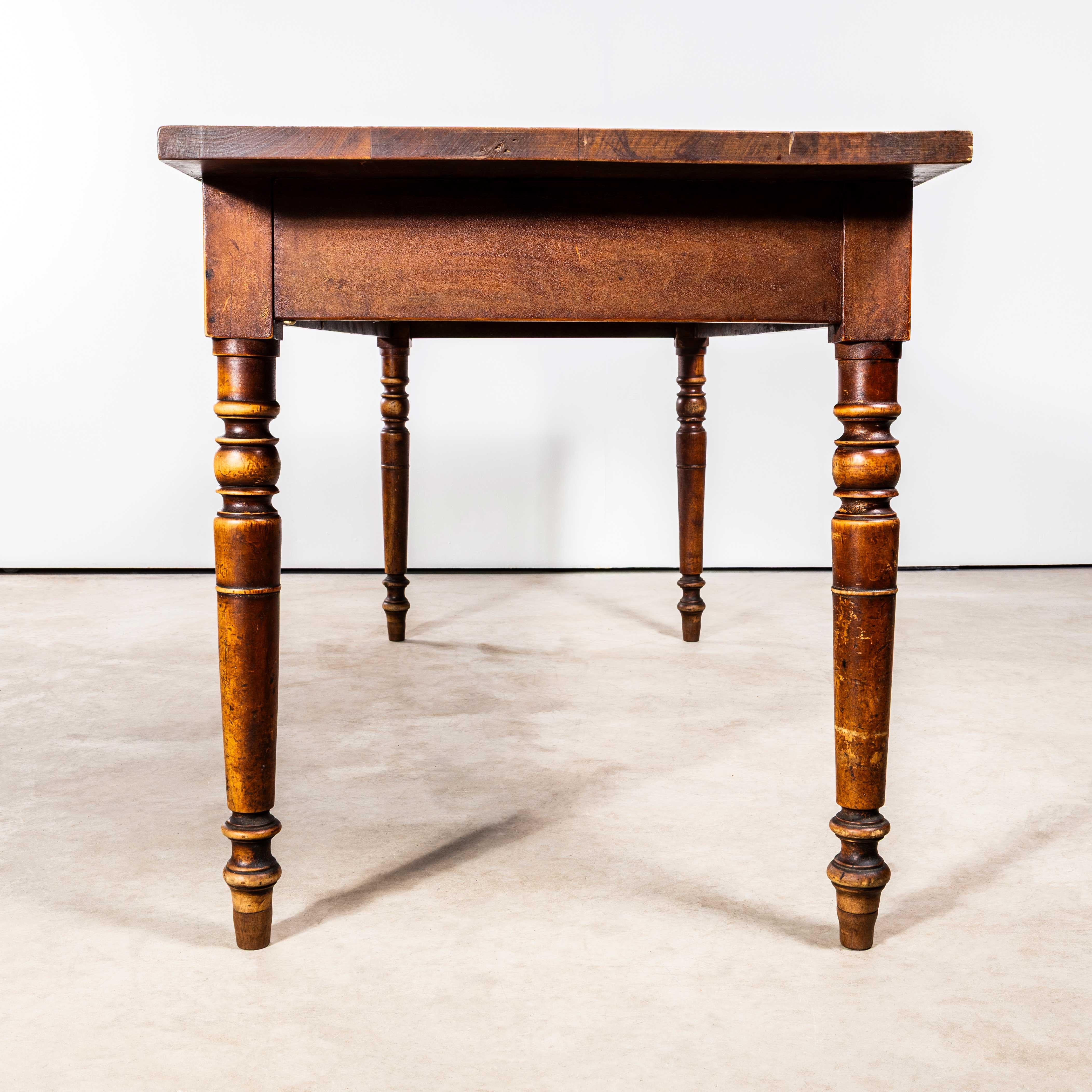 1940’s French Bobbin Leg Mid Oak Kitchen Dining Table For Sale 3