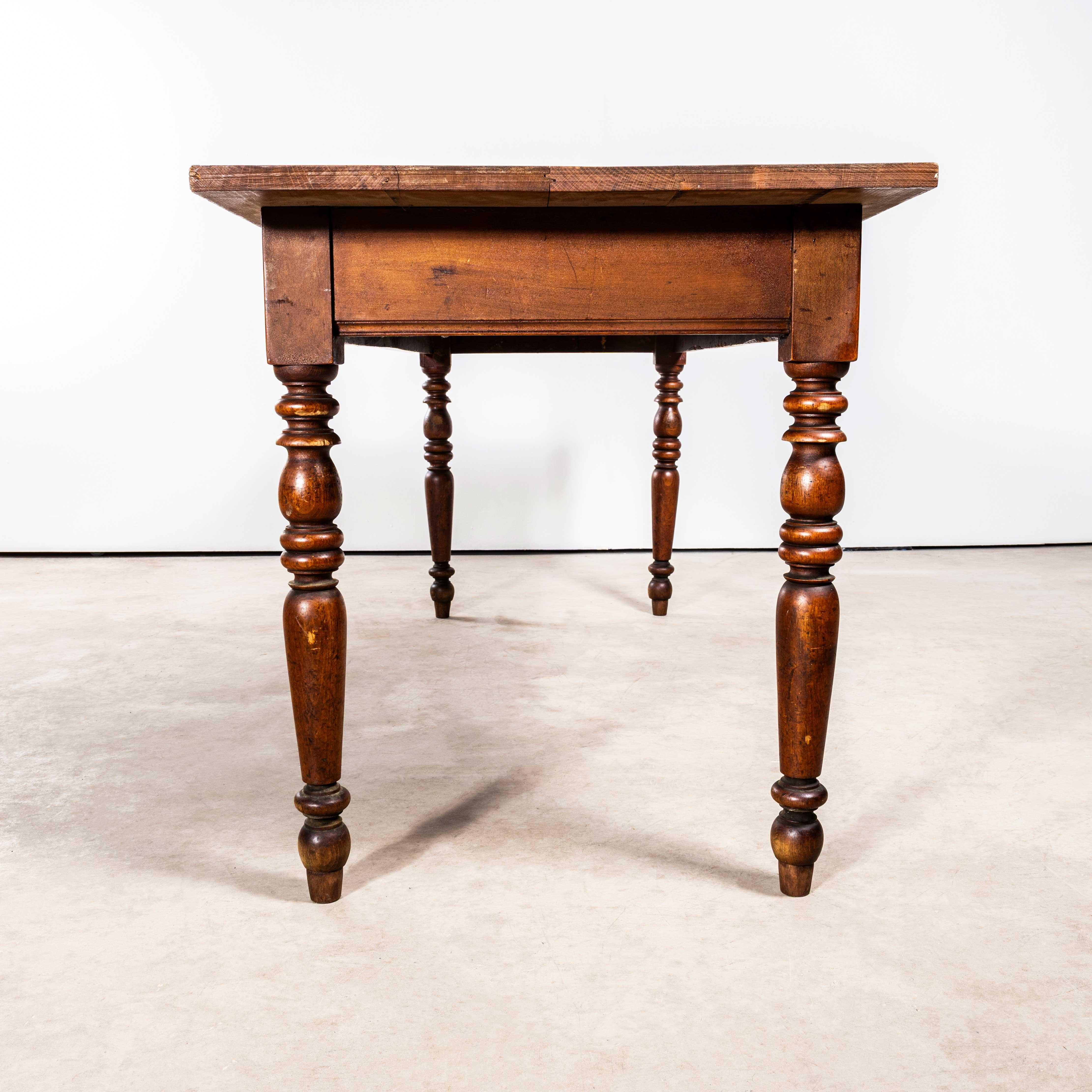 1940’s French Bobbin Leg Mid Oak Kitchen Dining Table For Sale 3