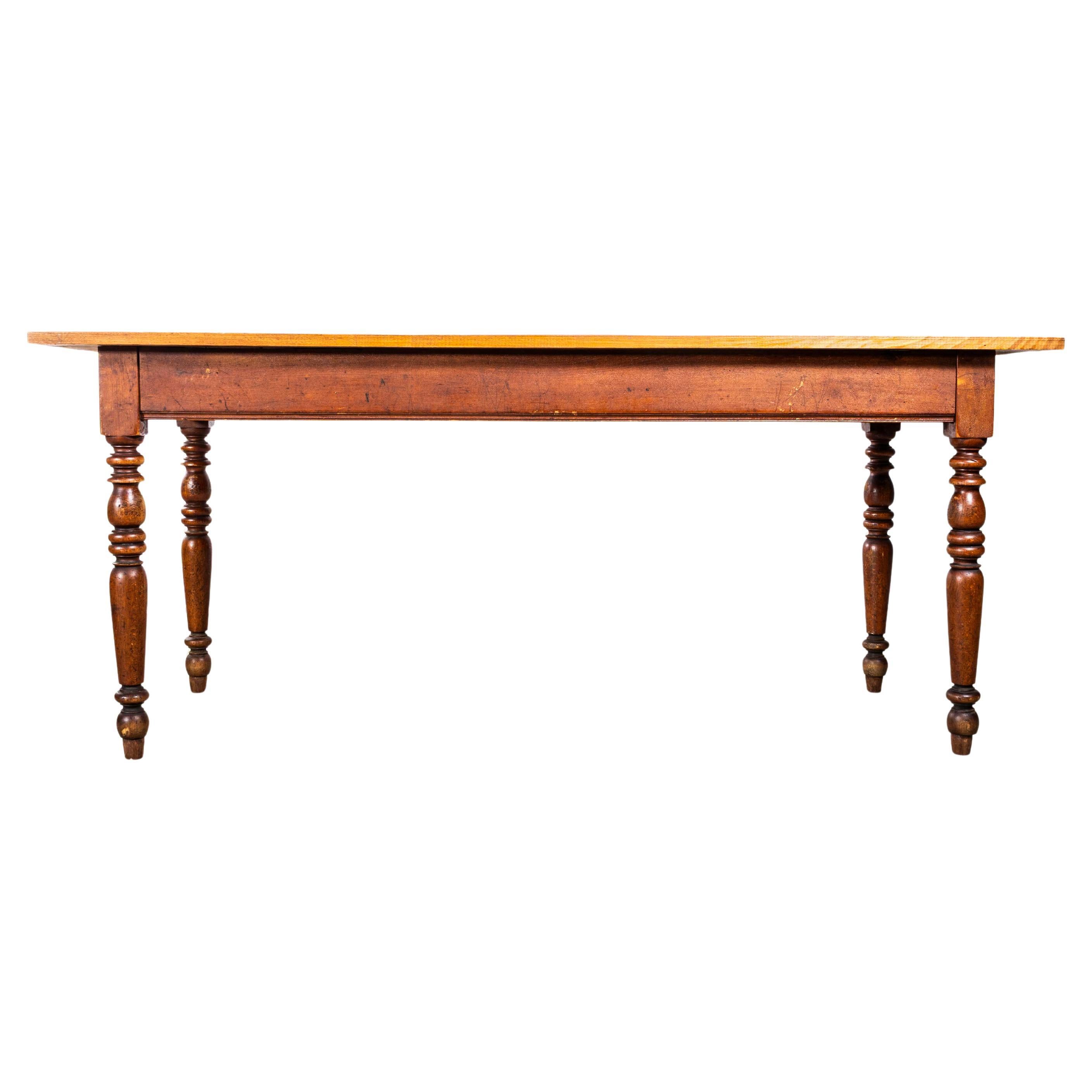1940’s French Bobbin Leg Mid Oak Kitchen Dining Table