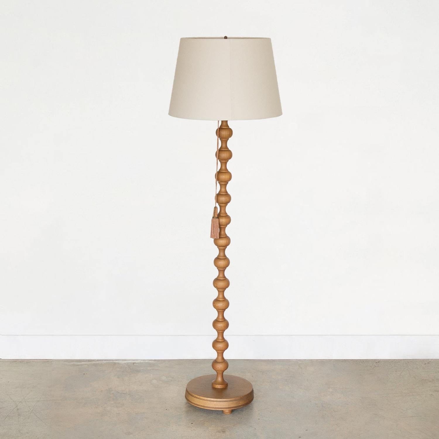 1940's French Bobbin Wood Floor Lamp In Good Condition In Los Angeles, CA