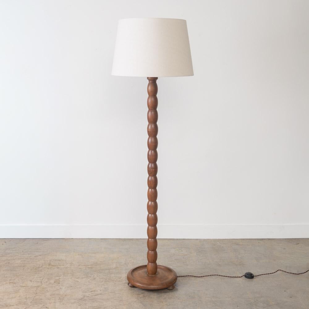 20th Century 1940s French Bobbin Wood Floor Lamp For Sale