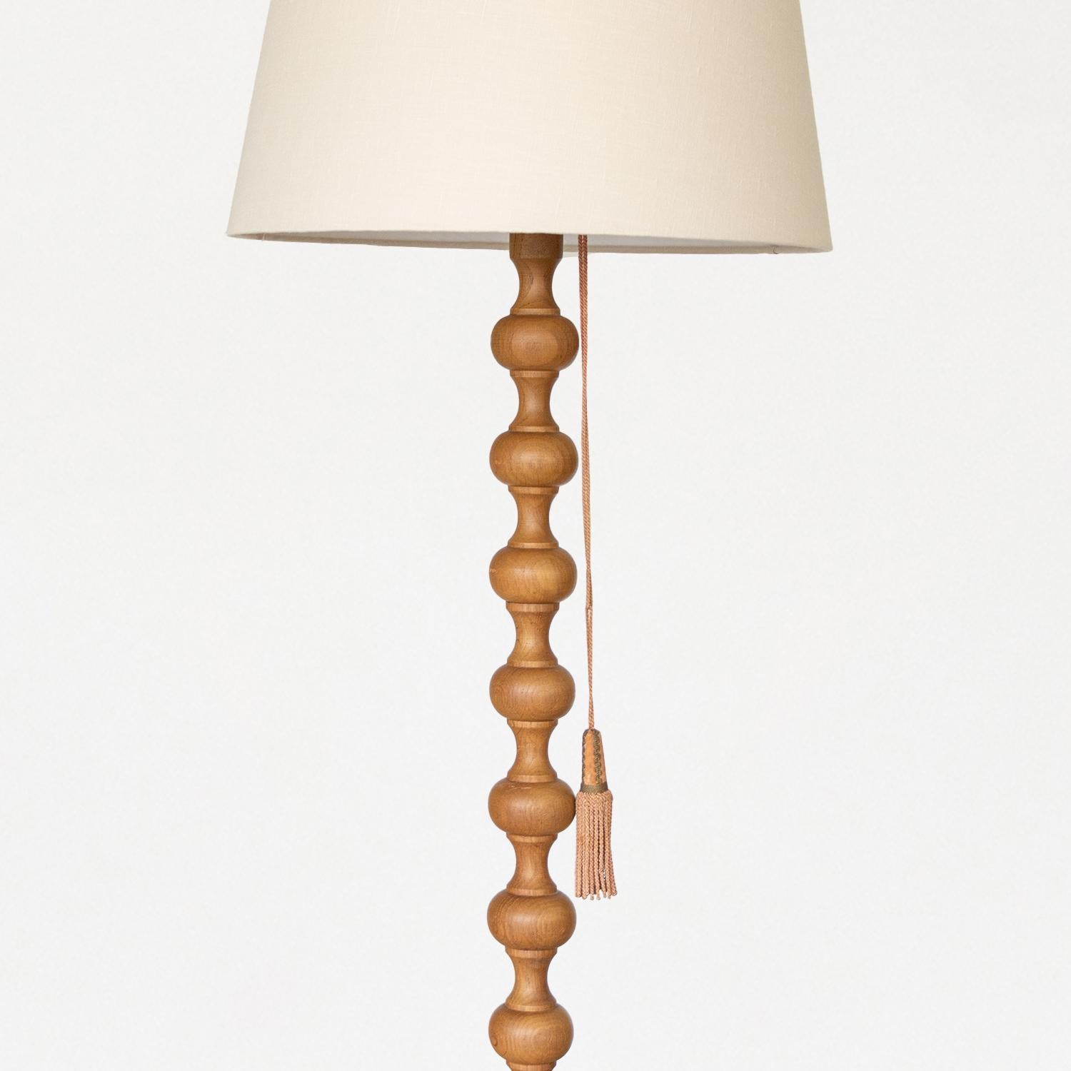 20th Century 1940's French Bobbin Wood Floor Lamp