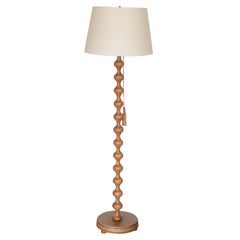 1940's French Bobbin Wood Floor Lamp