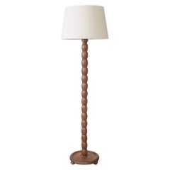 1940s French Bobbin Wood Floor Lamp