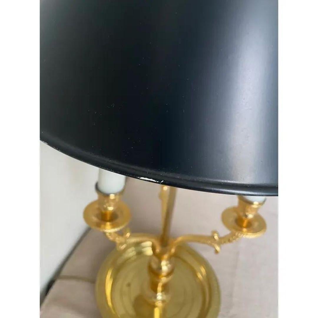 1940s French Bouillotte Brass Lamp With Black Tole Shade For Sale 4