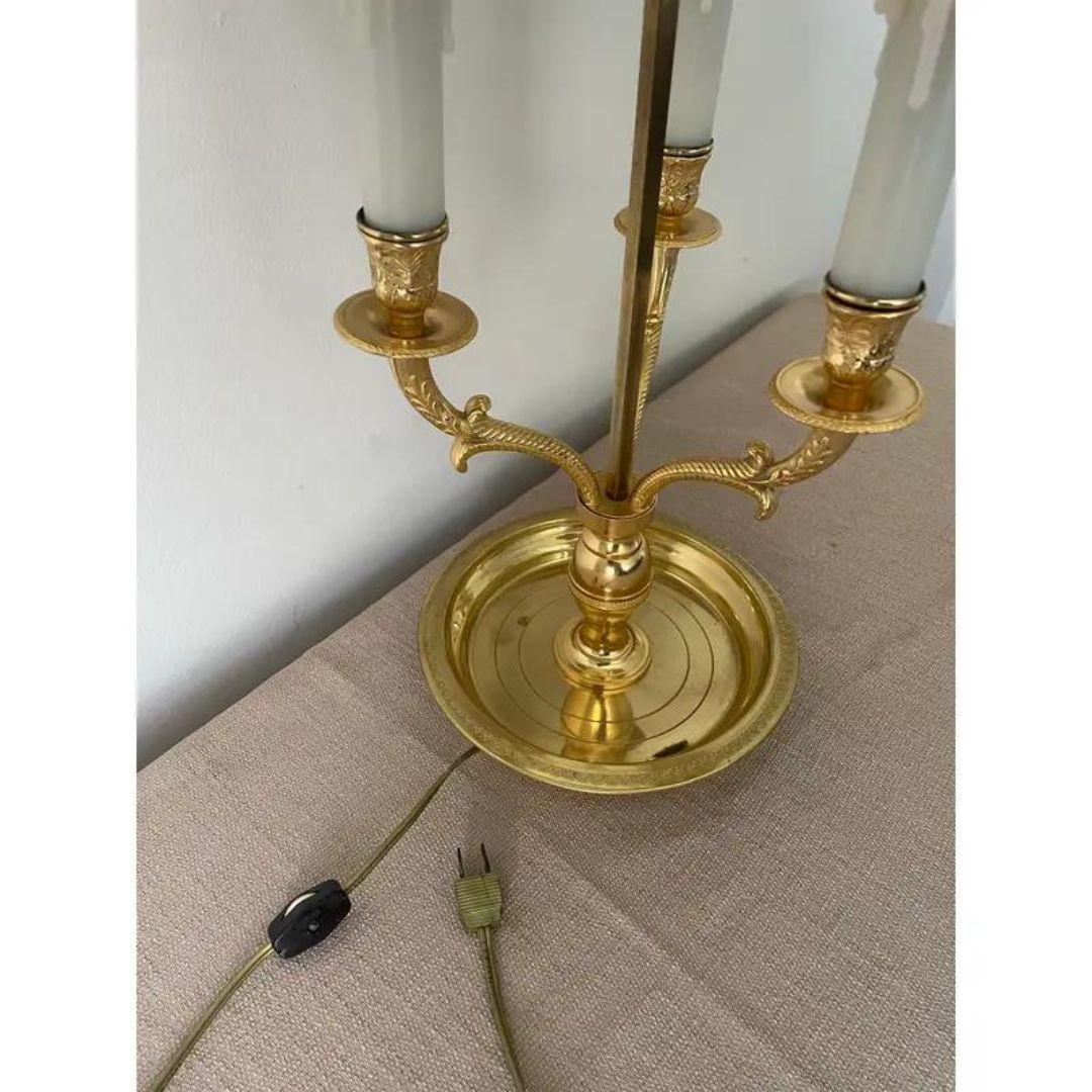 Unknown 1940s French Bouillotte Brass Lamp With Black Tole Shade For Sale