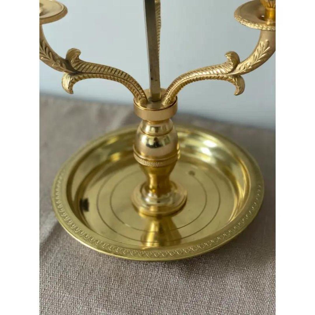 1940s French Bouillotte Brass Lamp With Black Tole Shade In Good Condition For Sale In Cookeville, TN