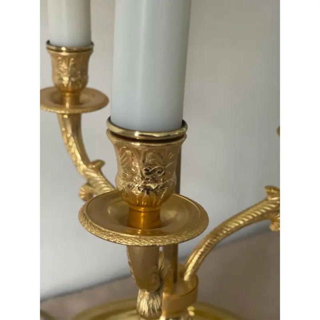 Metal 1940s French Bouillotte Brass Lamp With Black Tole Shade For Sale