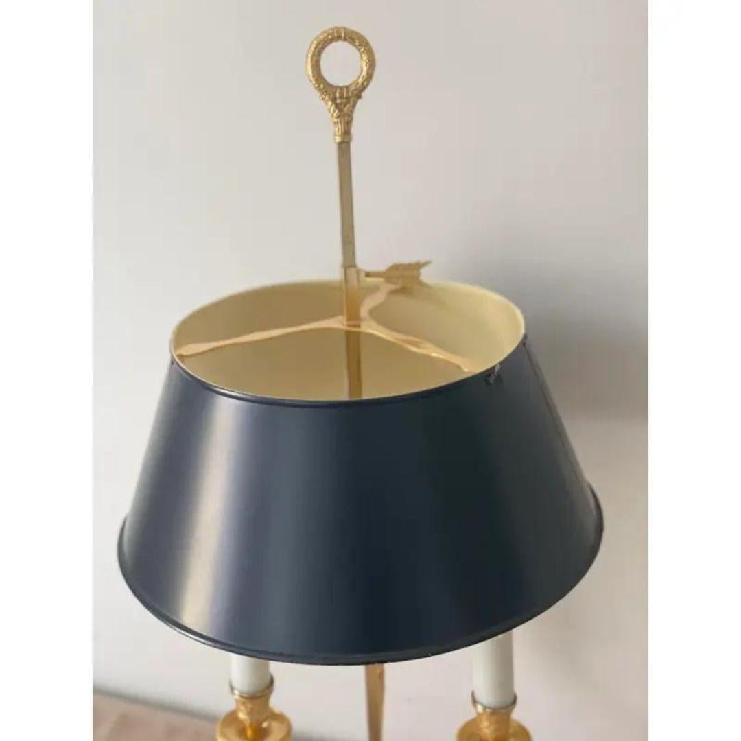 1940s French Bouillotte Brass Lamp With Black Tole Shade For Sale 2