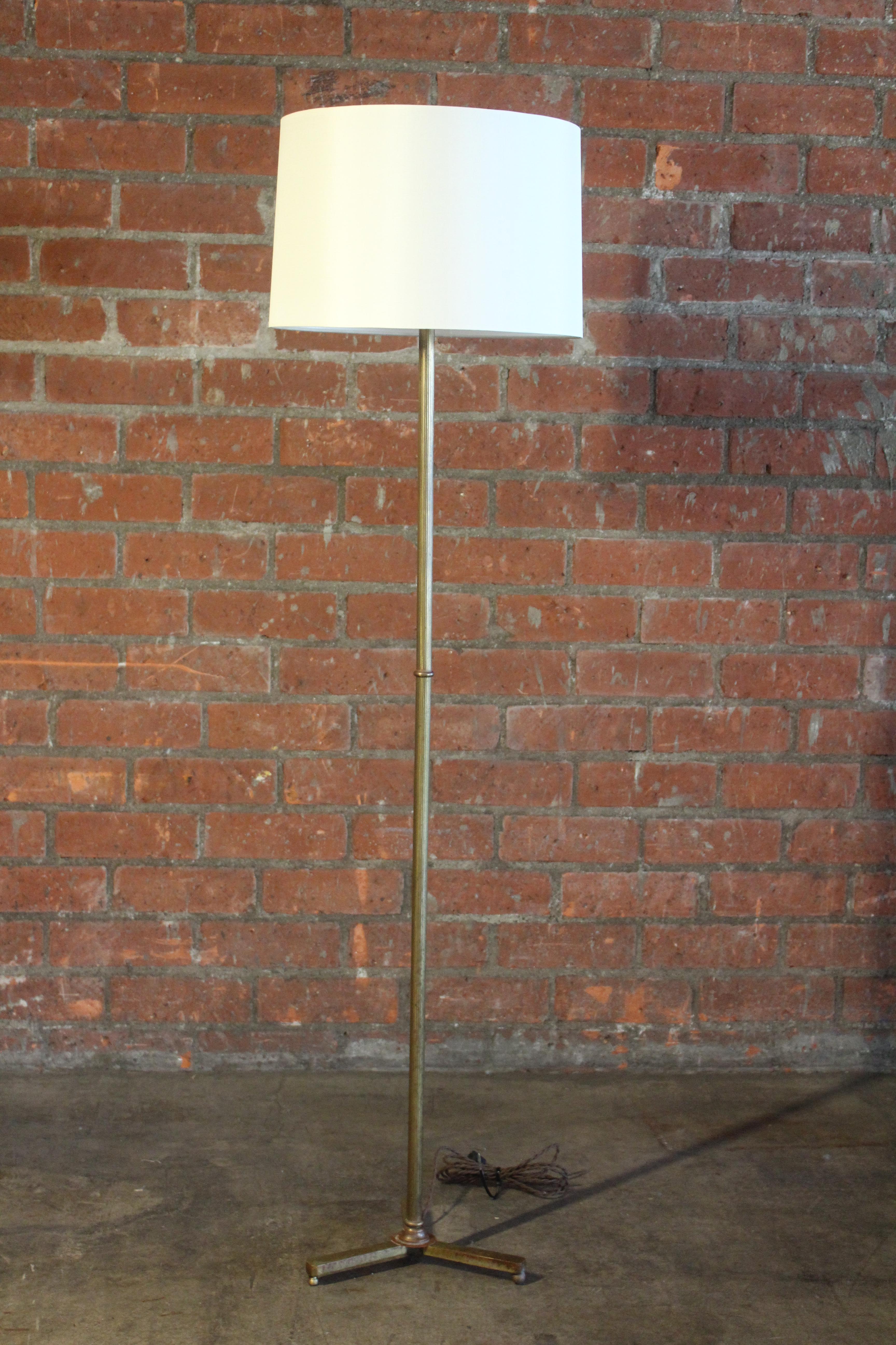 1940s, French Brass Floor Lamp In Good Condition In Los Angeles, CA