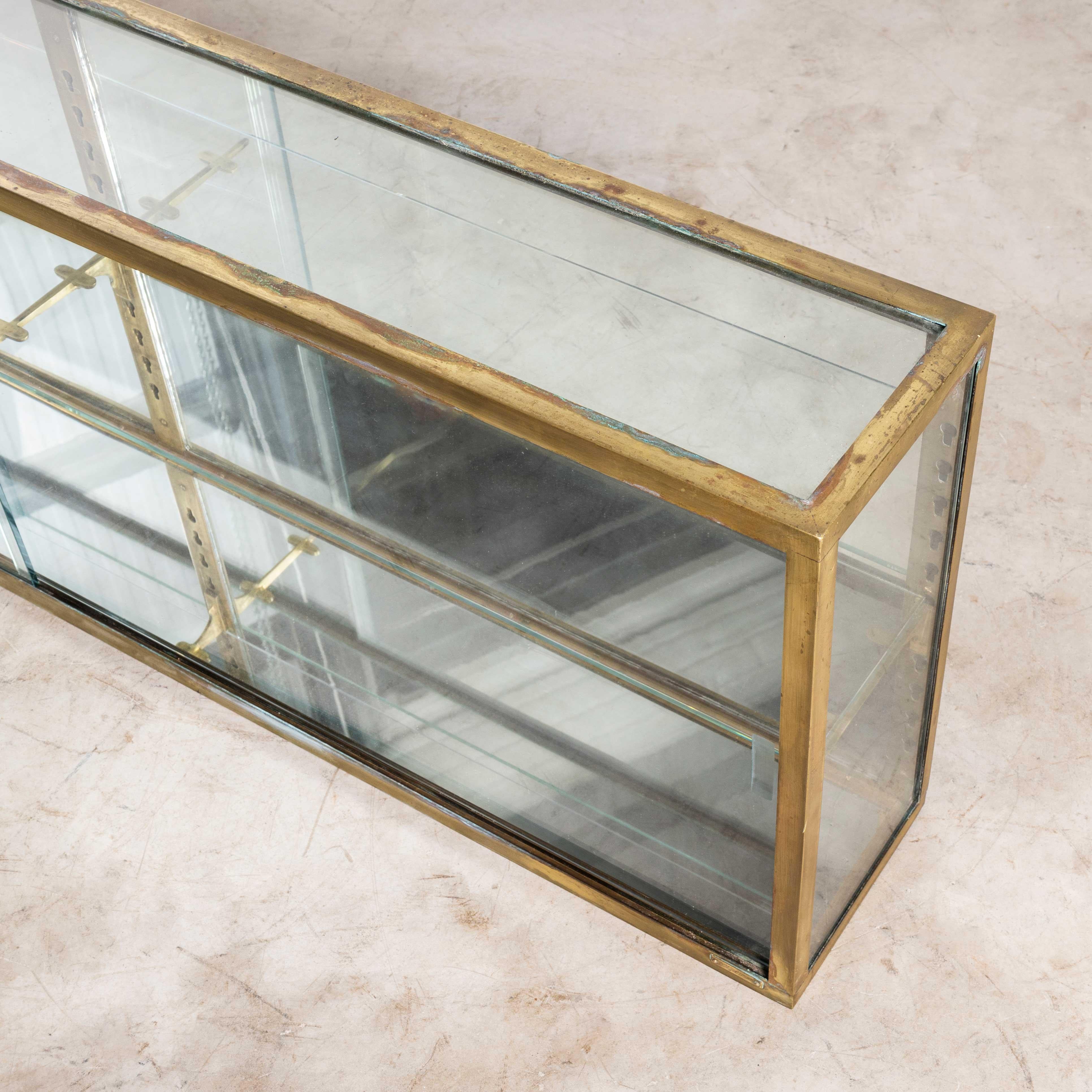 Mid-20th Century 1940's French Brass Framed Glass Display Cabinet For Sale