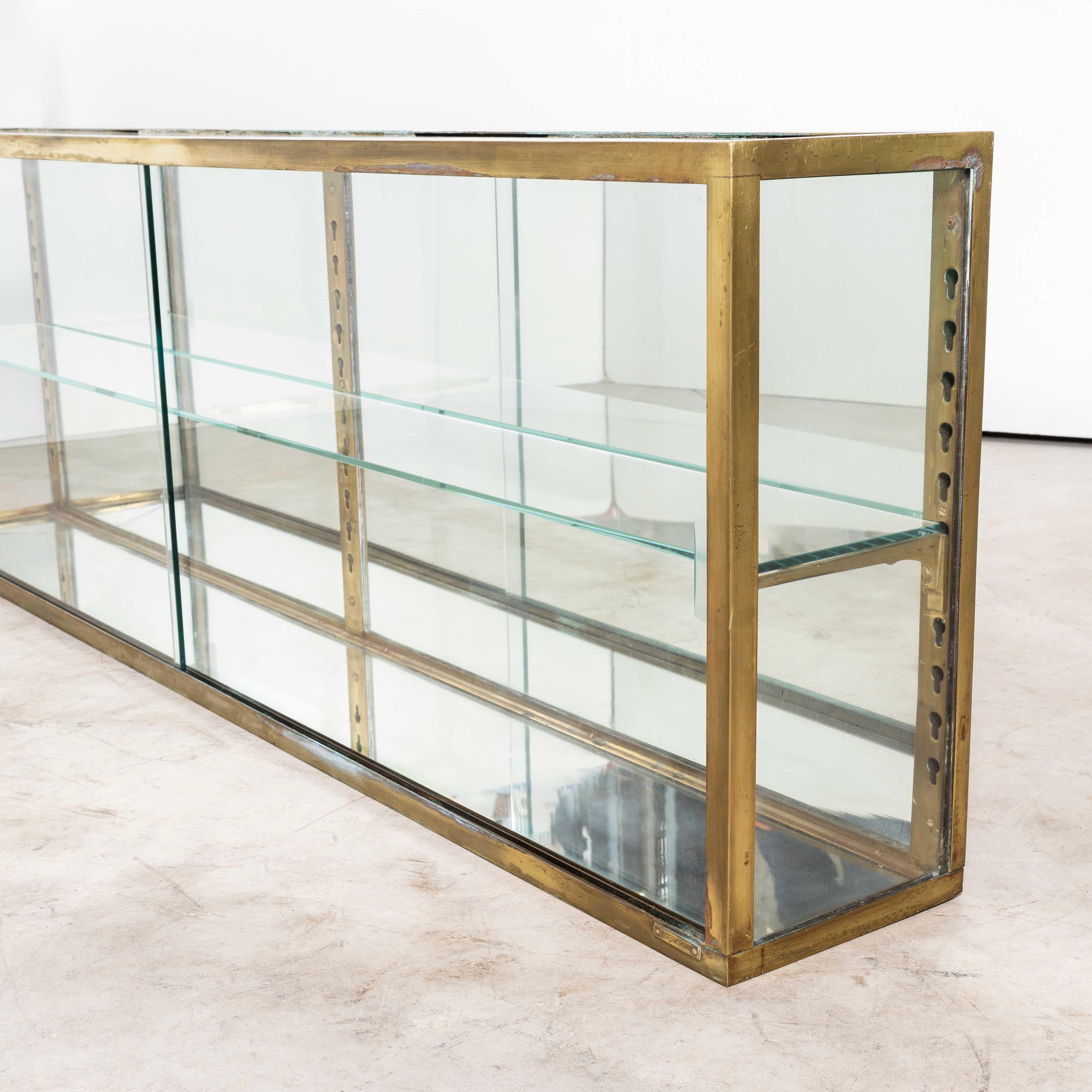 1940's French Brass Framed Glass Display Cabinet For Sale 2