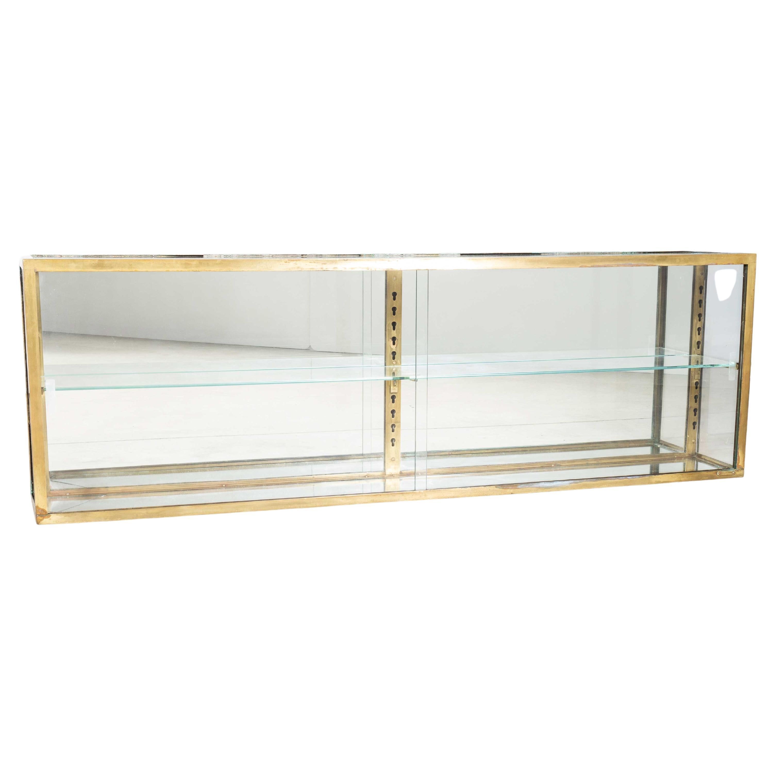 1940's French Brass Framed Glass Display Cabinet