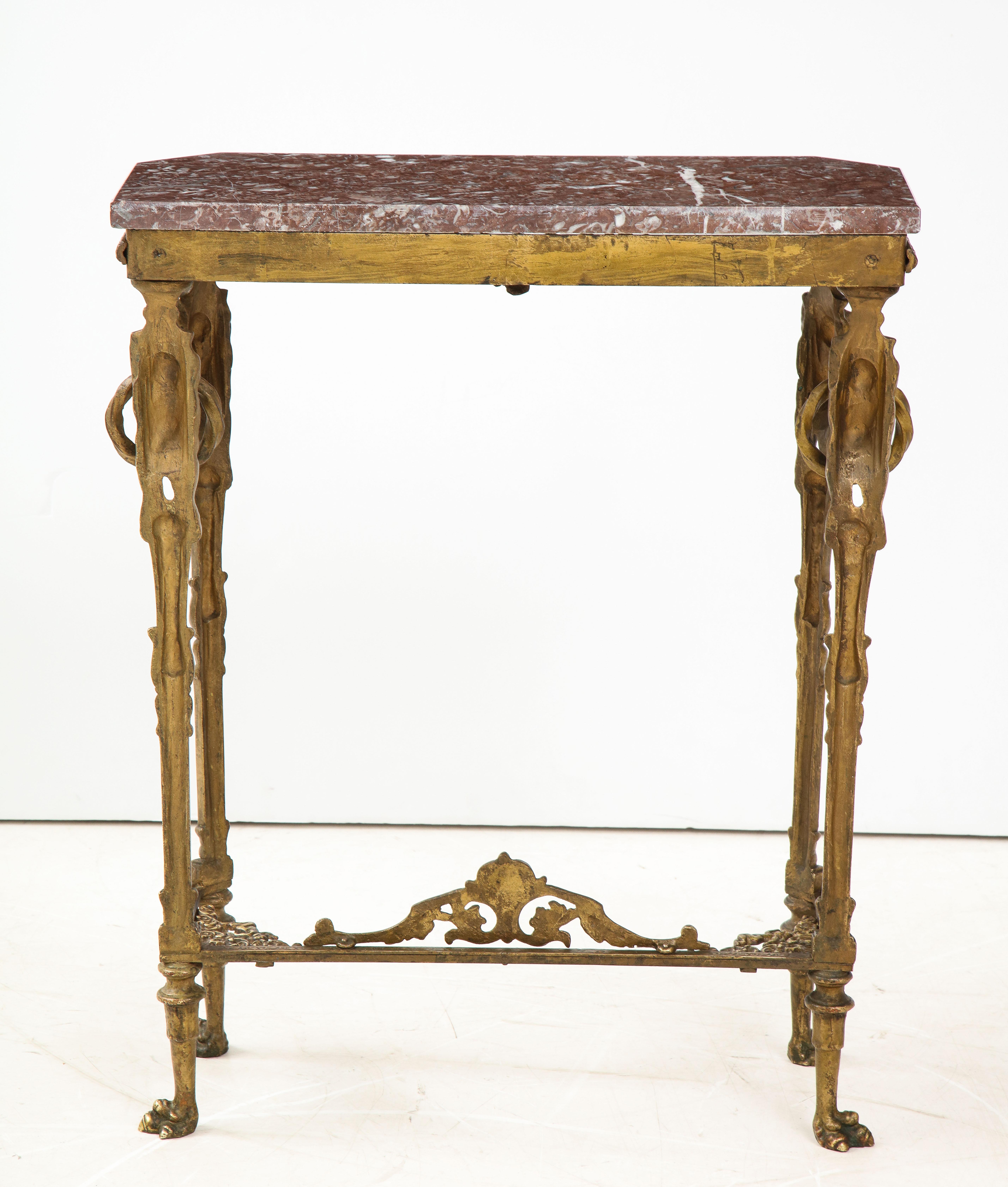 1940's French Bronze and Marble Petite Console 6
