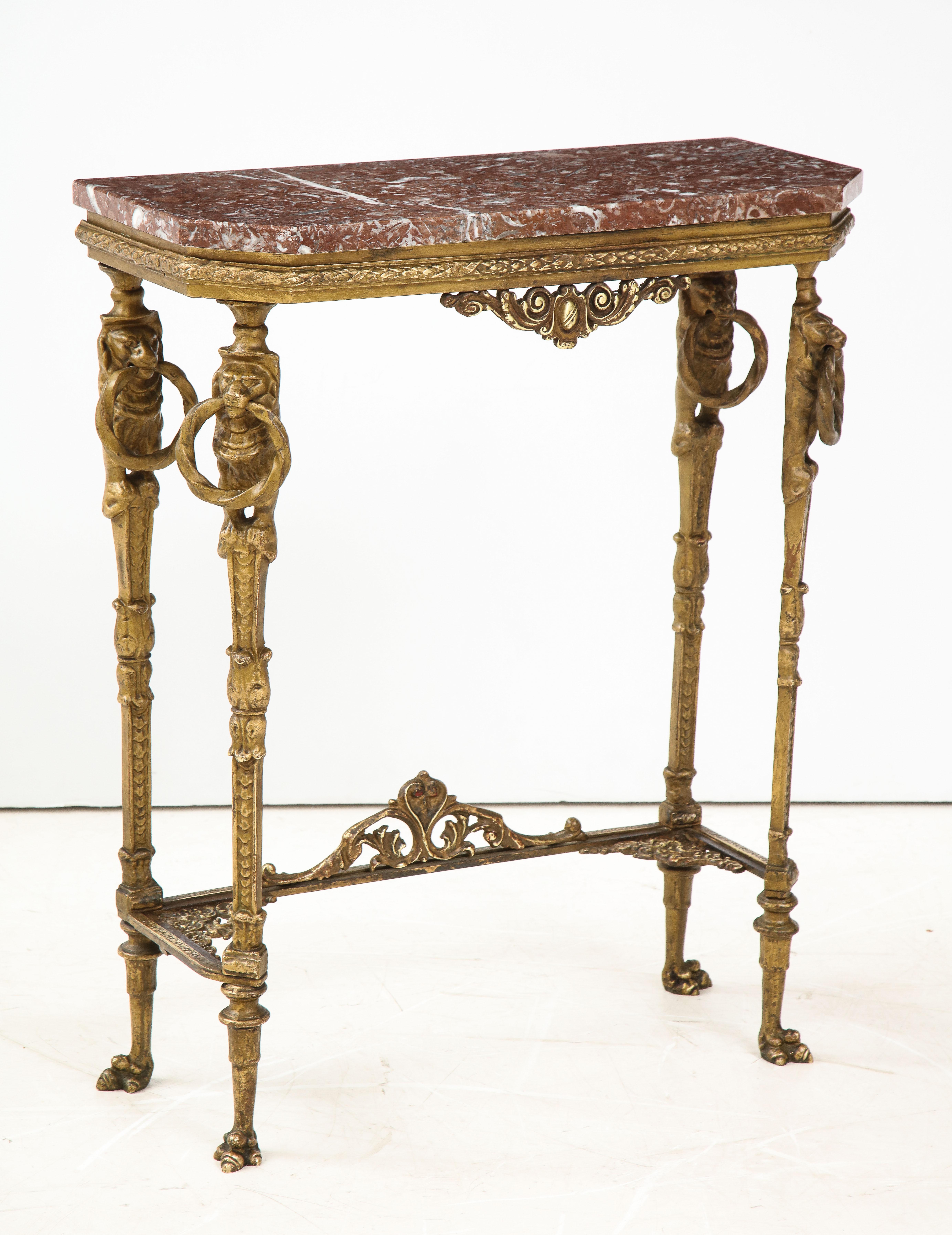 1940's French Bronze and Marble Petite Console 8