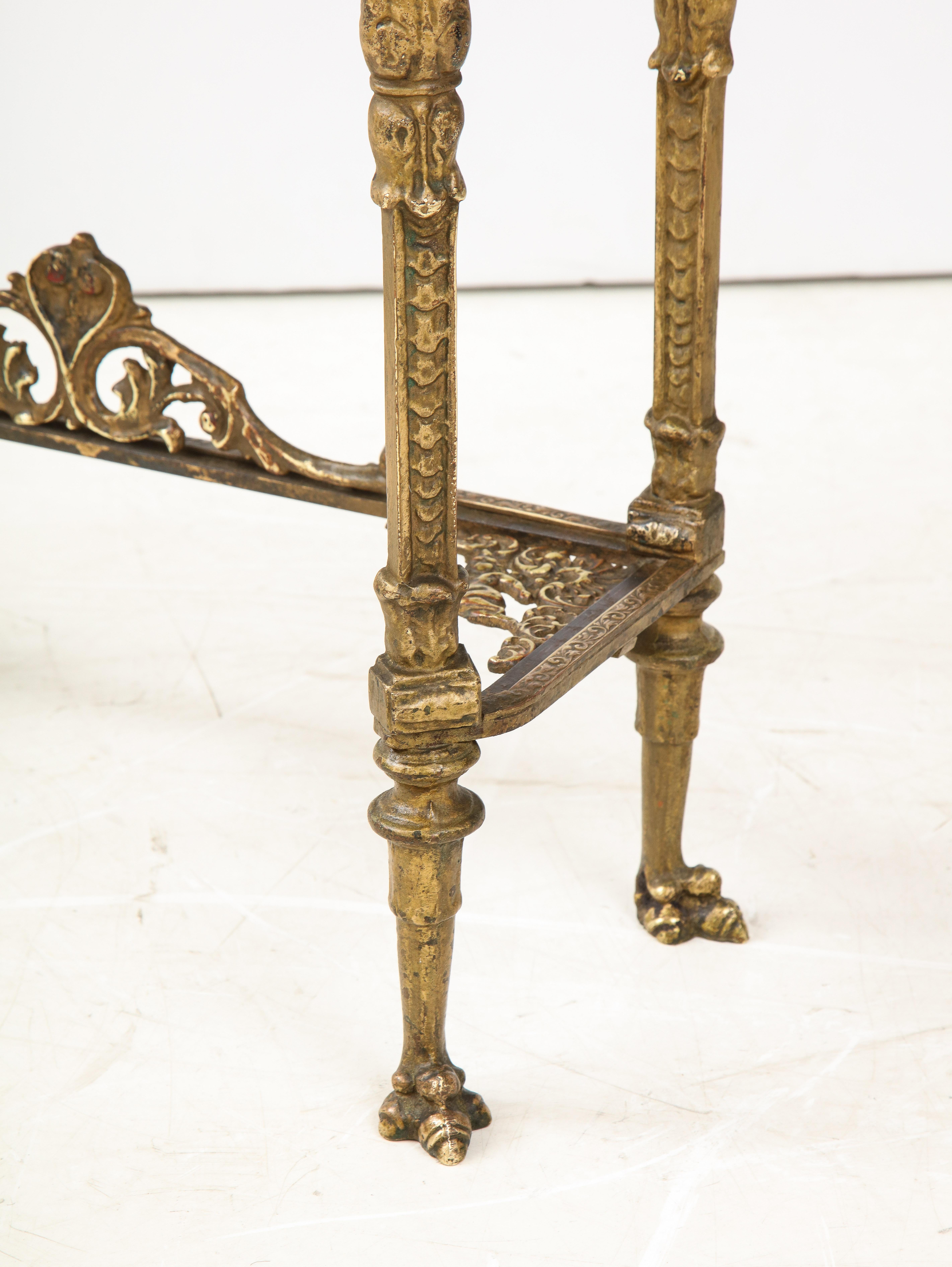 French Provincial 1940's French Bronze and Marble Petite Console