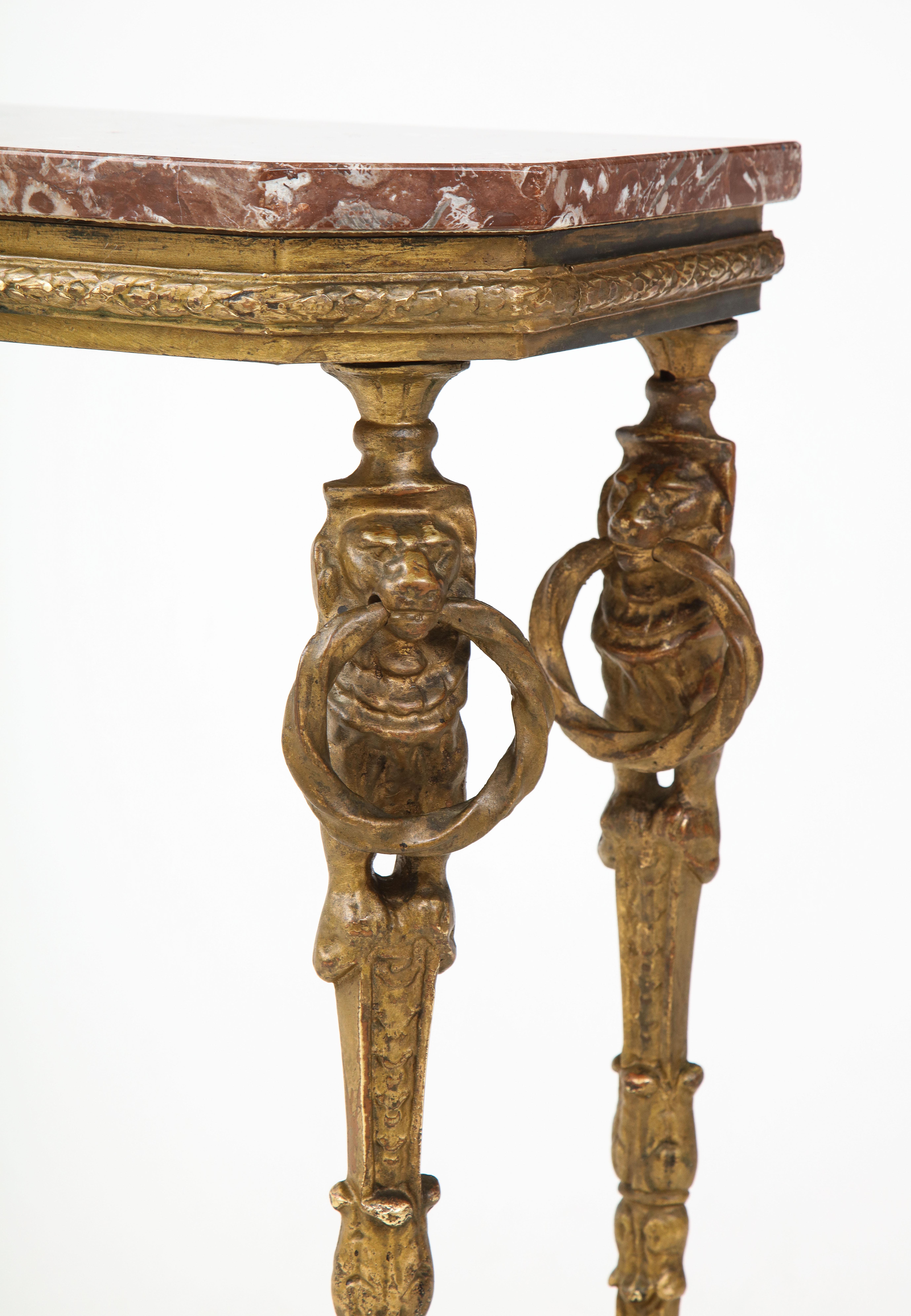 Mid-20th Century 1940's French Bronze and Marble Petite Console