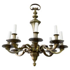 1940s French Bronze Chandelier with 8 Arms