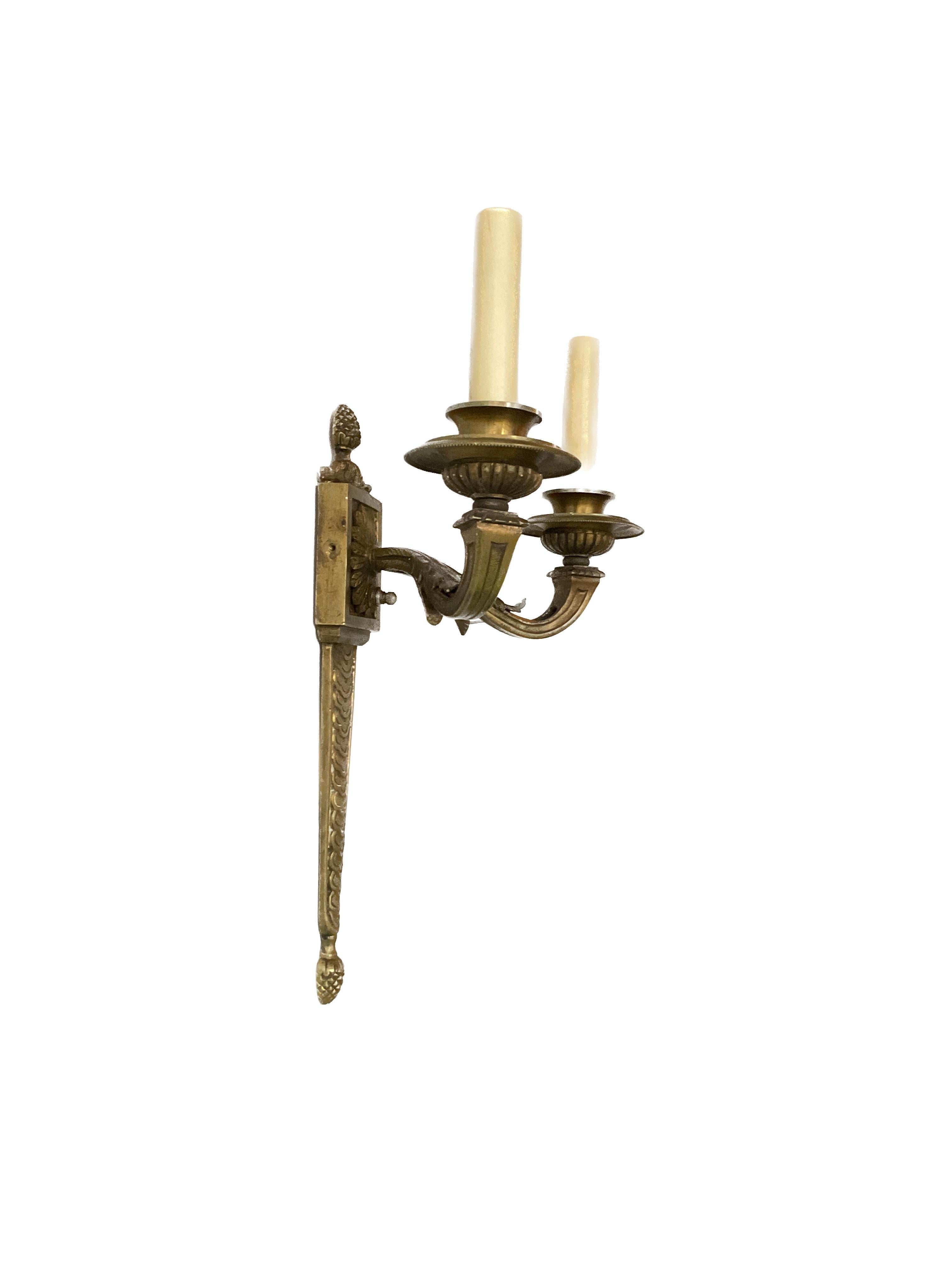 1940s, French Bronze Classical Sconces For Sale 6