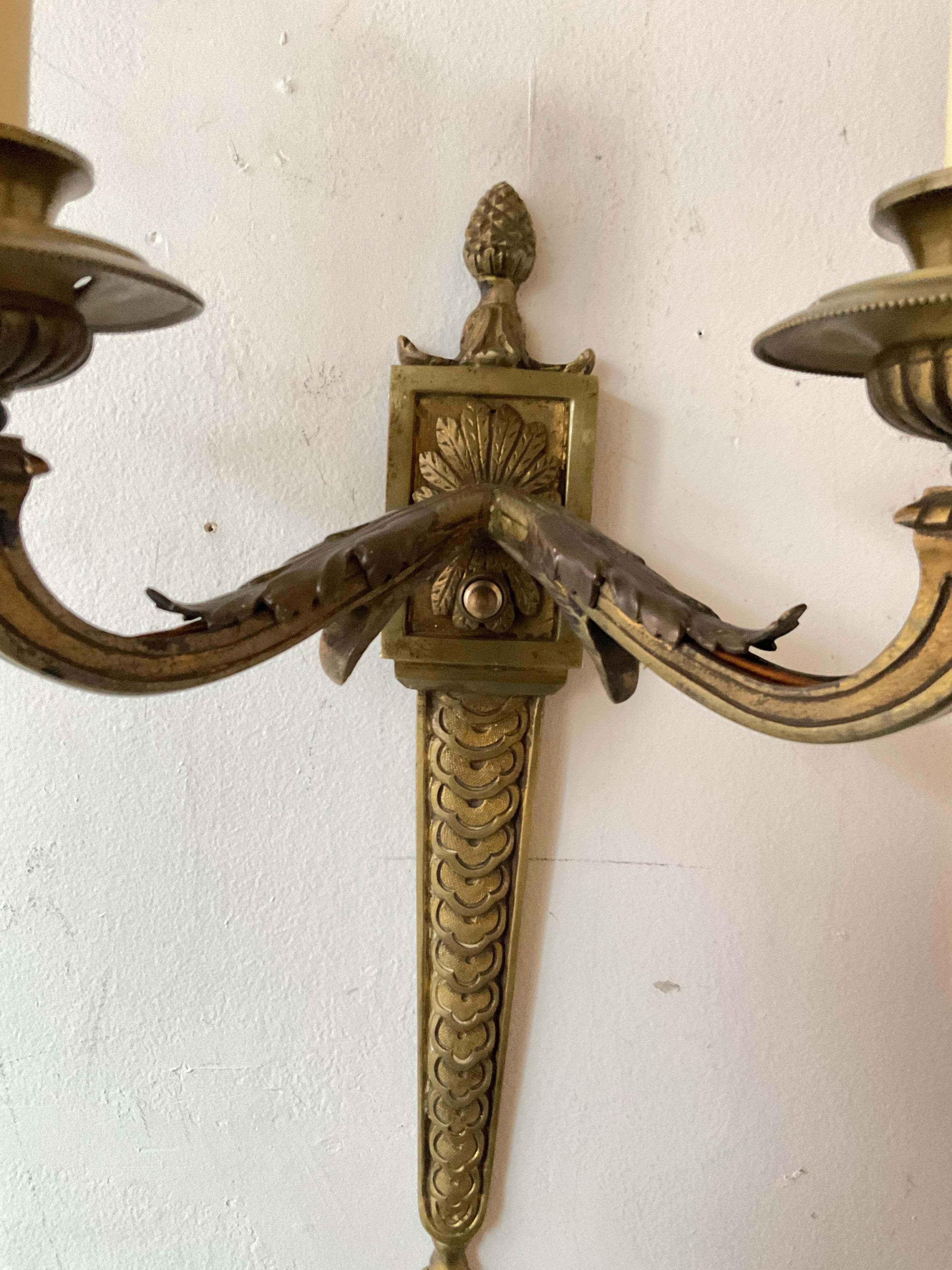 1940s, French Bronze Classical Sconces For Sale 4