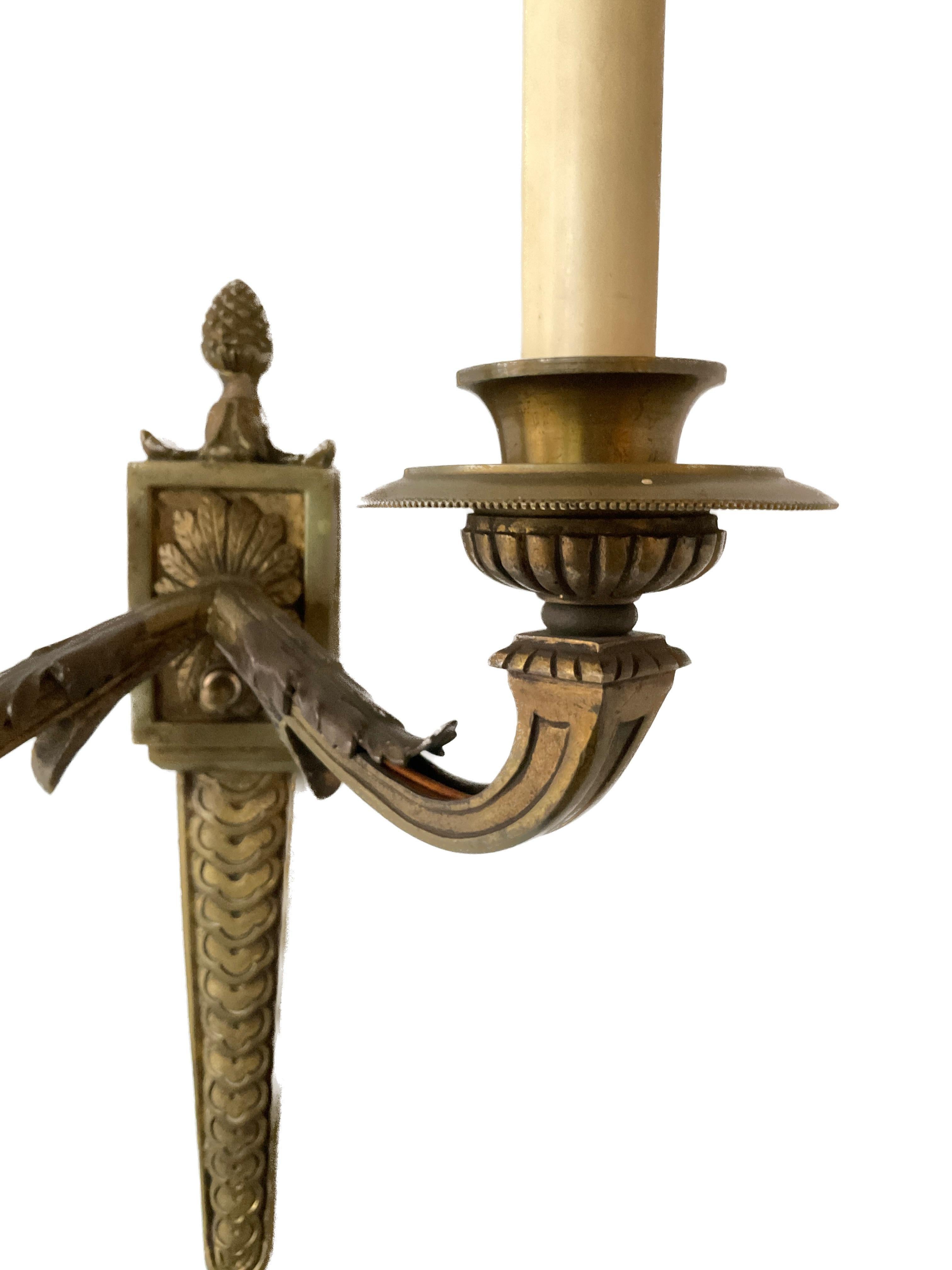 1940s, French Bronze Classical Sconces For Sale 5