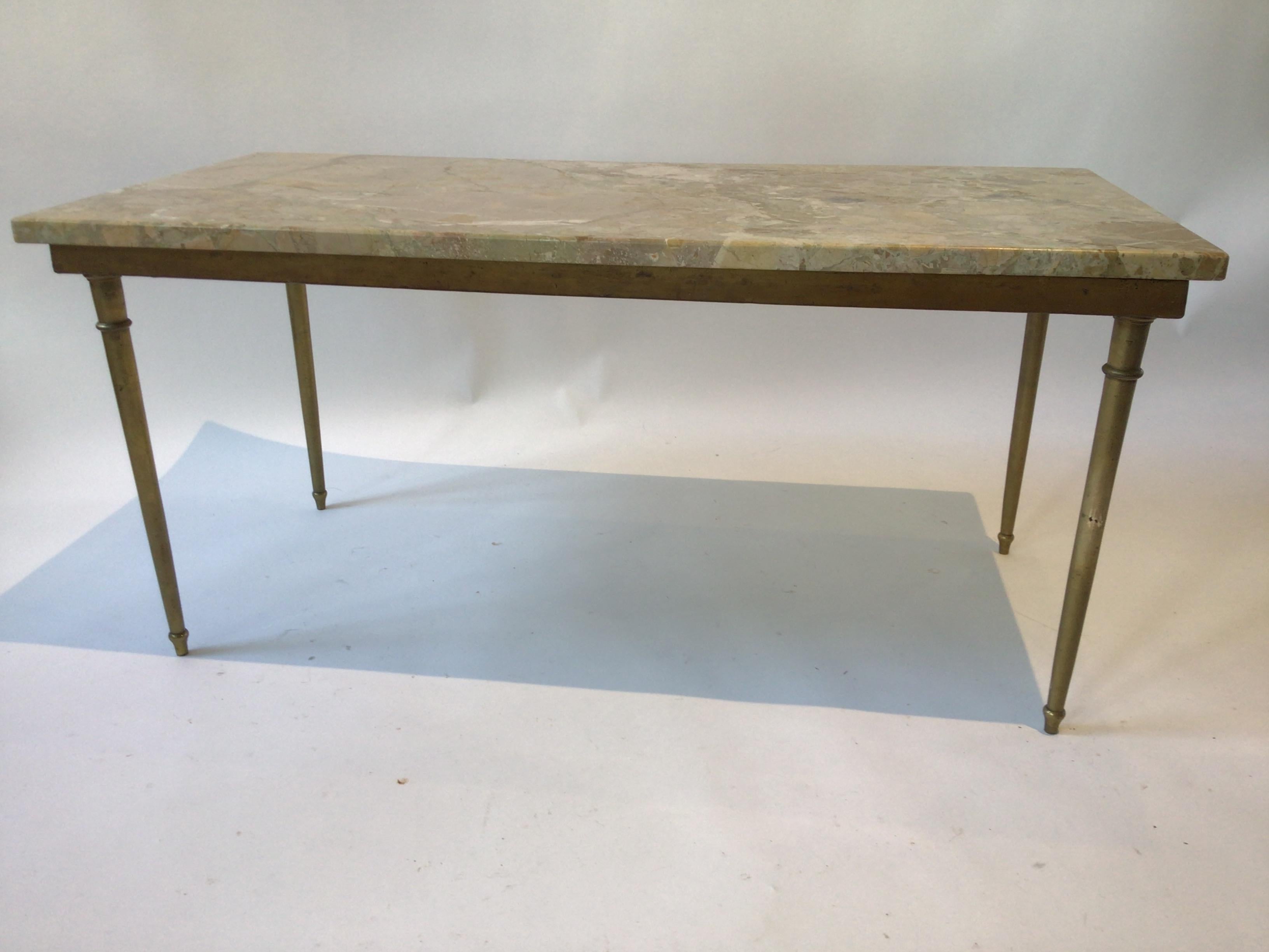 1940s French Bronze / Marble Top Coffee Table In Good Condition In Tarrytown, NY