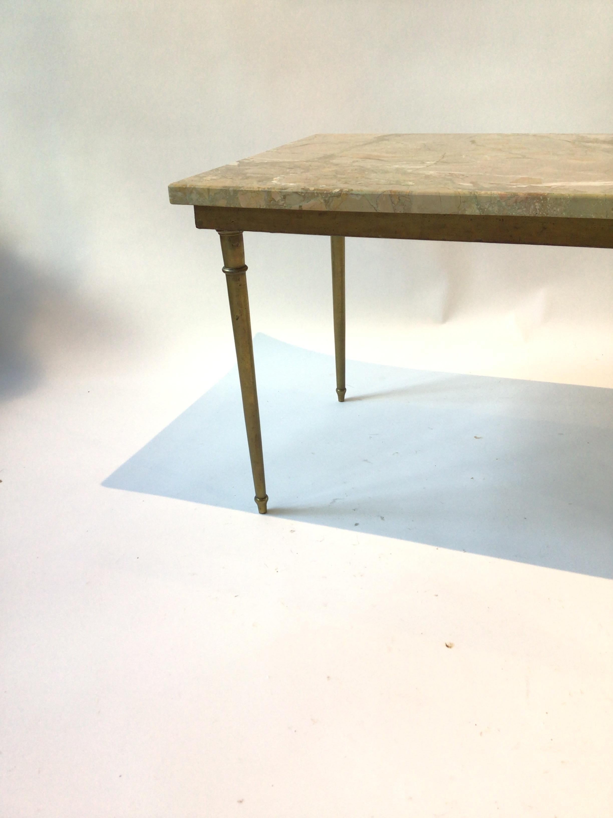 Mid-20th Century 1940s French Bronze / Marble Top Coffee Table