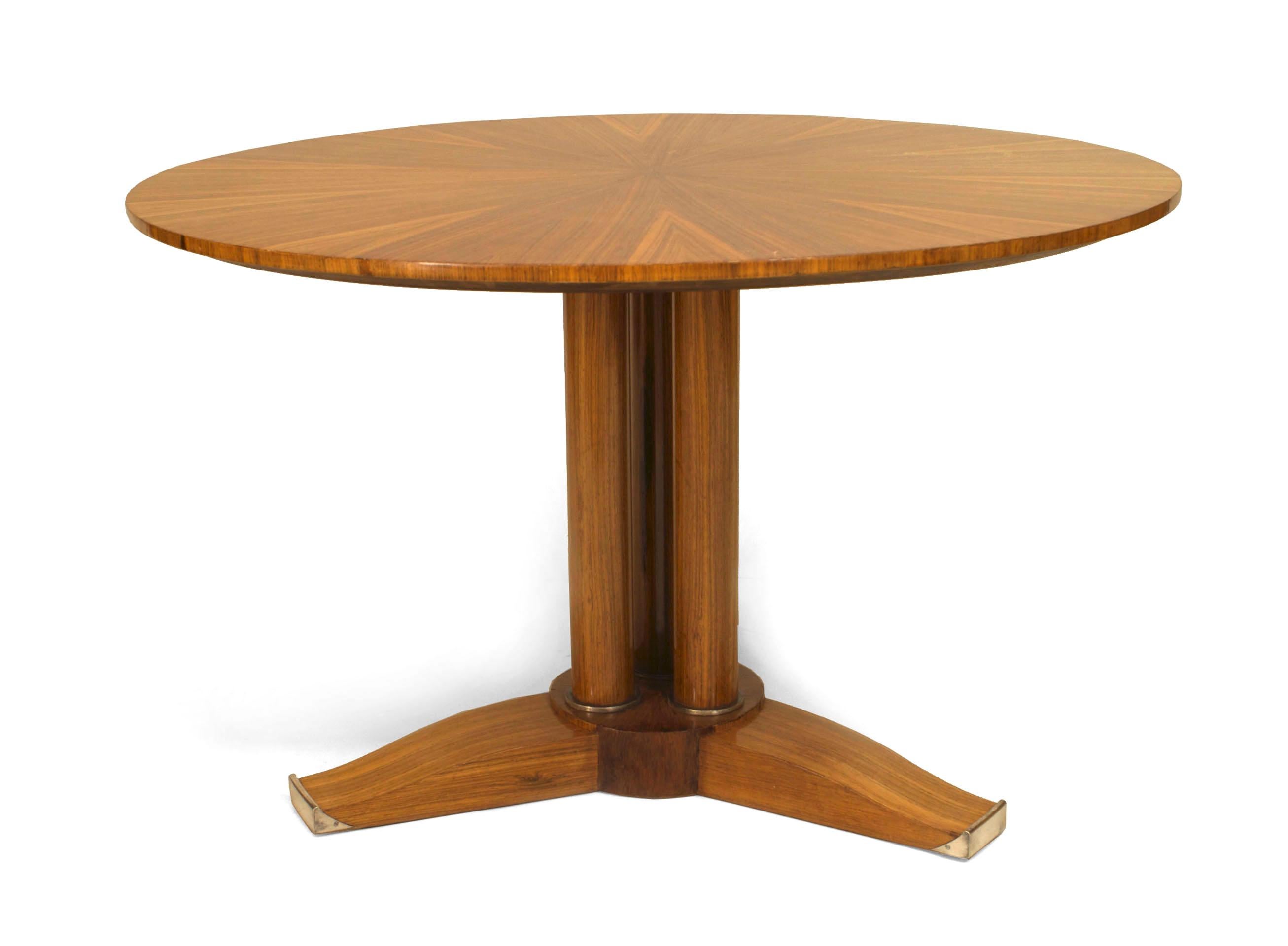 Art Deco Jules Leleu French Mid-Century Round Mahogany Sunburst Coffee Table For Sale