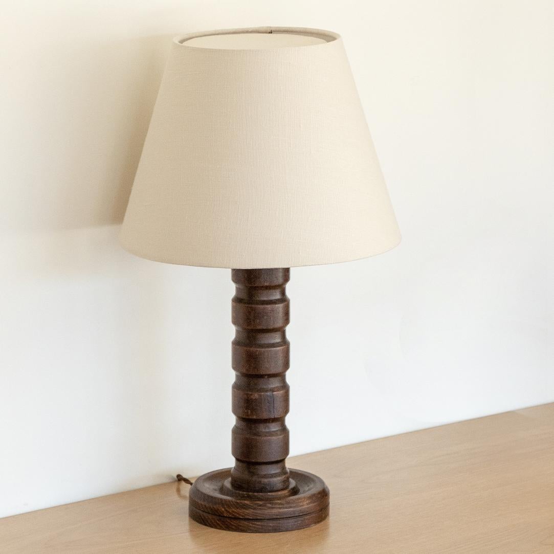 1940's French Brutalist Wood Lamp In Good Condition In Los Angeles, CA
