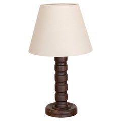 1940
s French Brutalist Wood Lamp