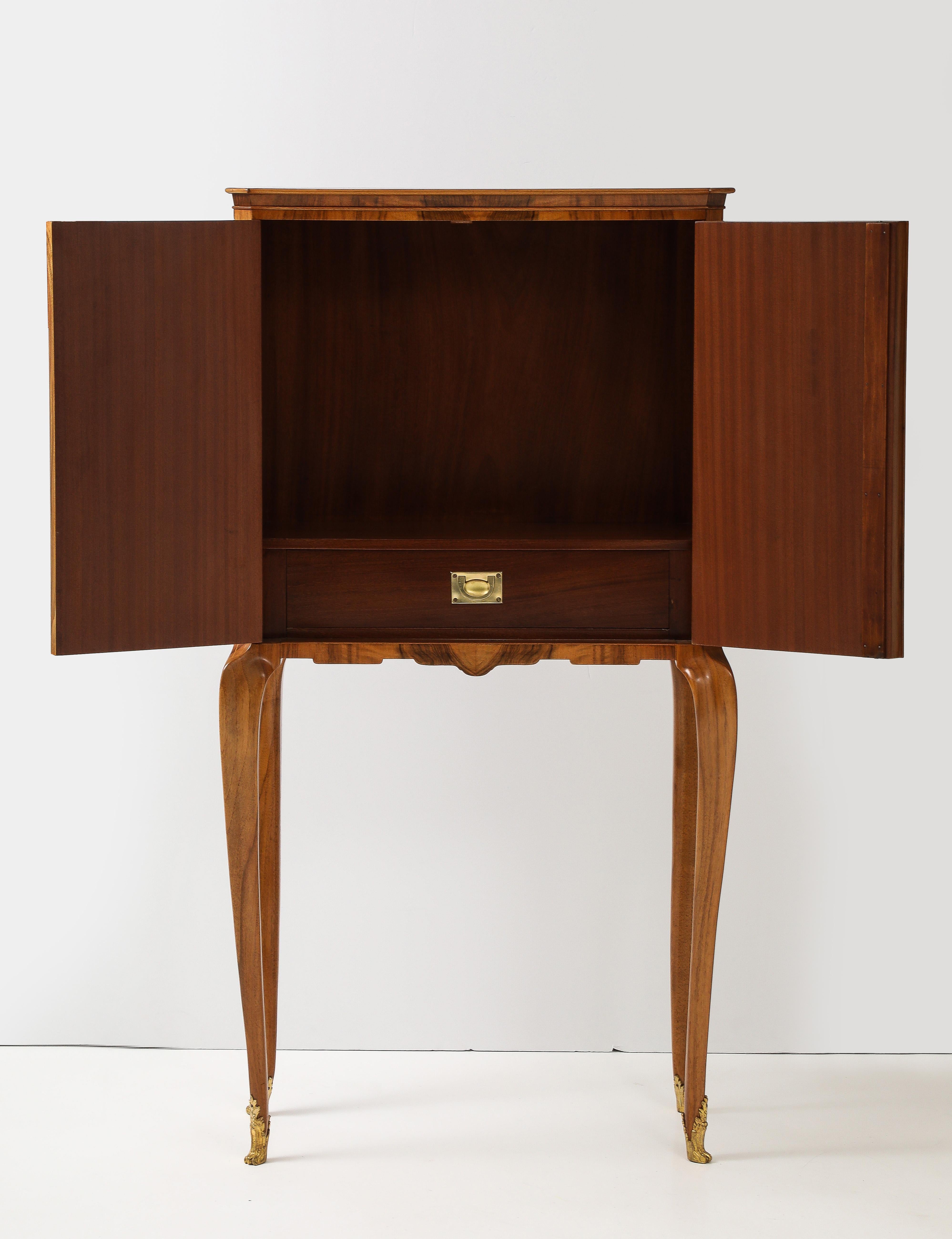 1940's French Burl-wood Tall Bar Cabinet For Sale 5