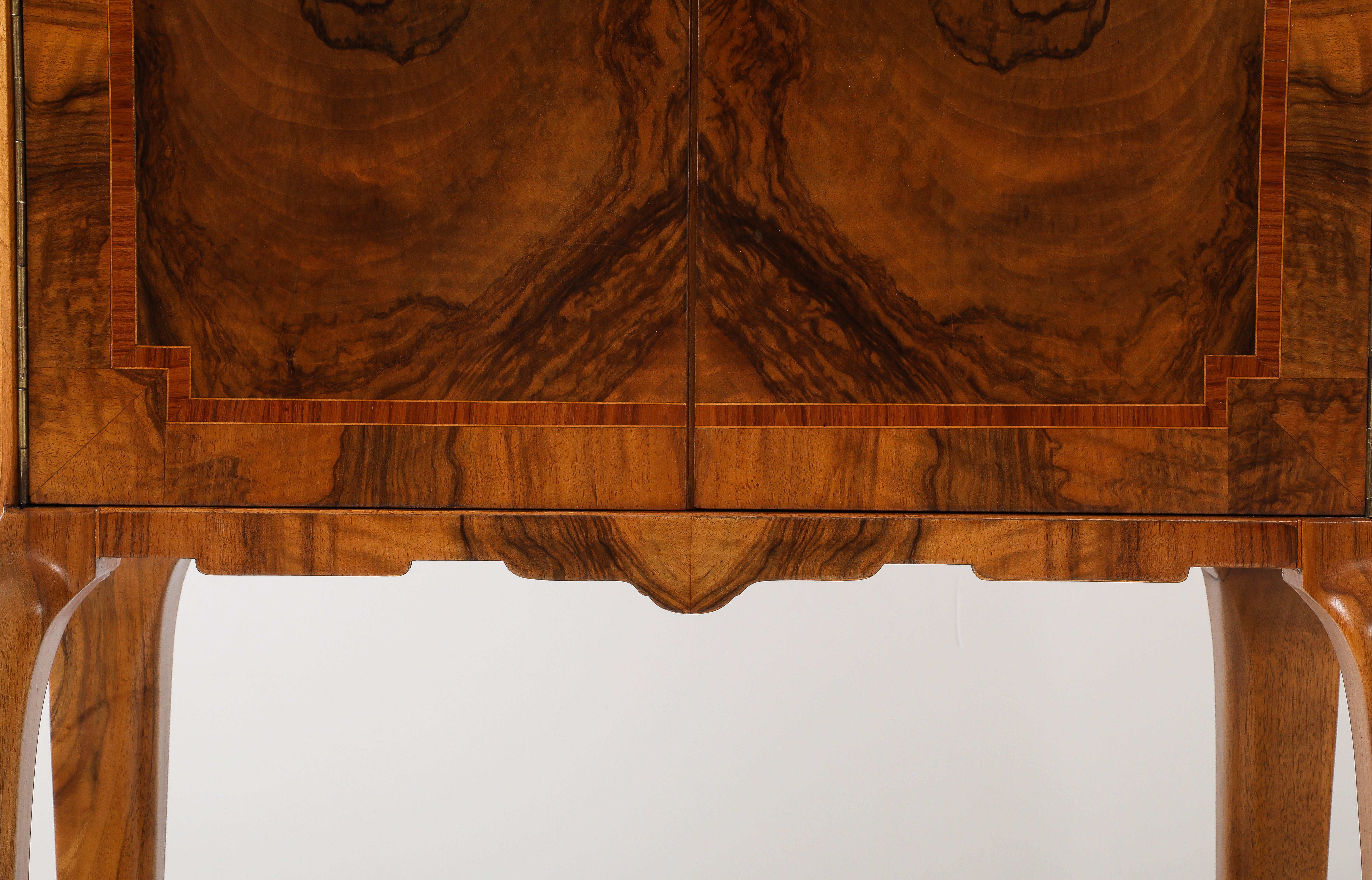 1940's French Burl-wood Tall Bar Cabinet For Sale 8