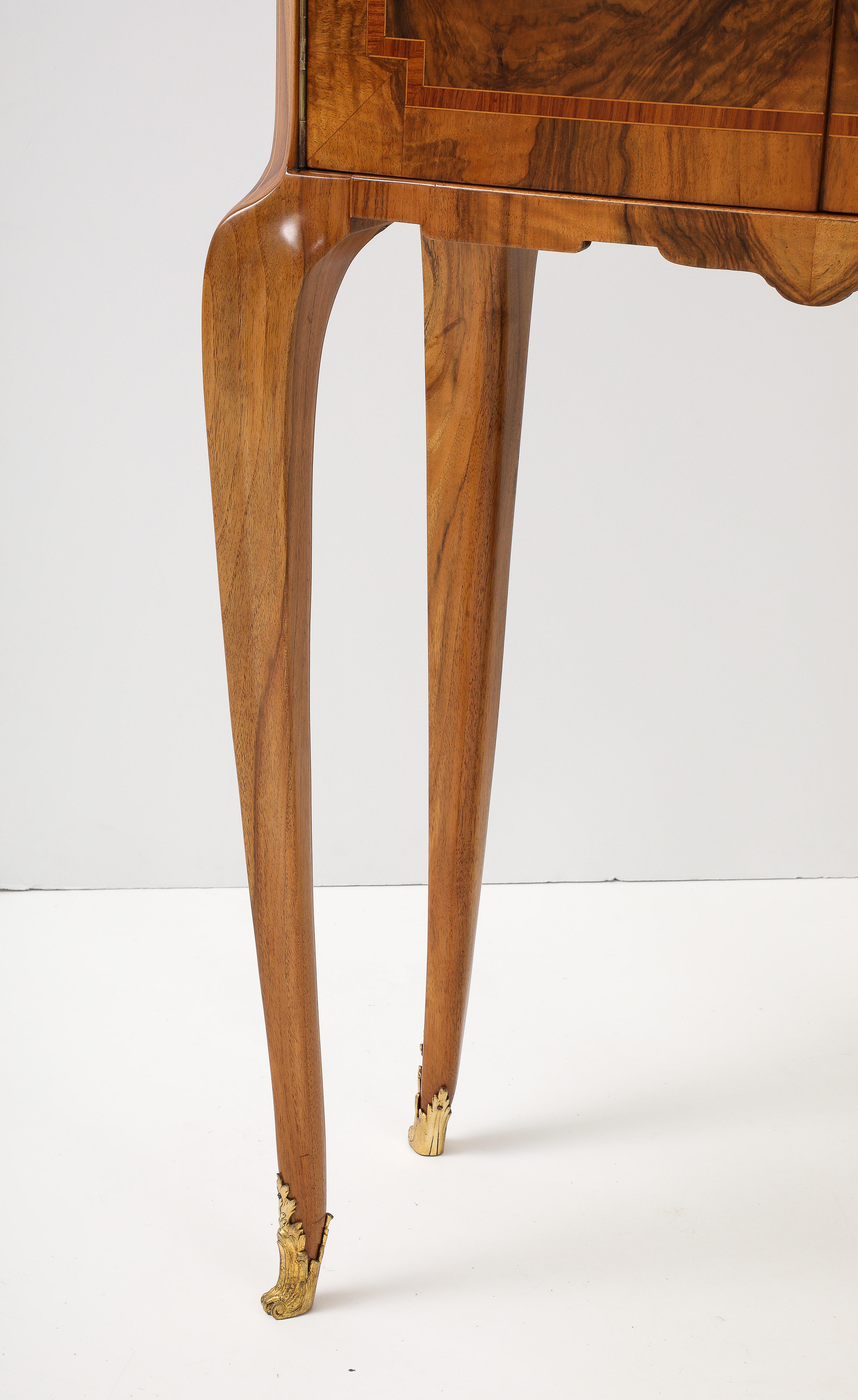 1940's French Burl-wood Tall Bar Cabinet For Sale 9