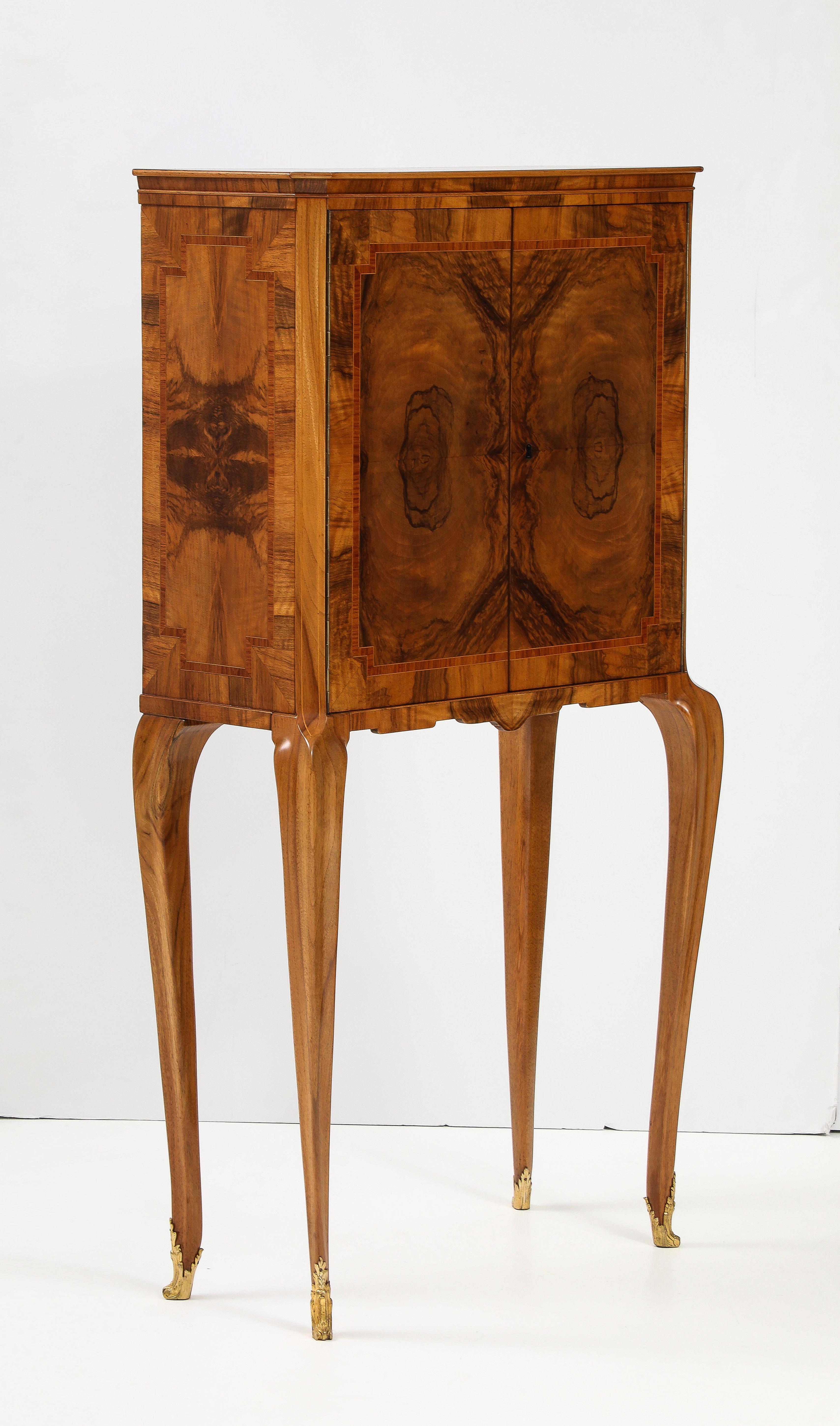 1940's French Burl-wood Tall Bar Cabinet For Sale 2