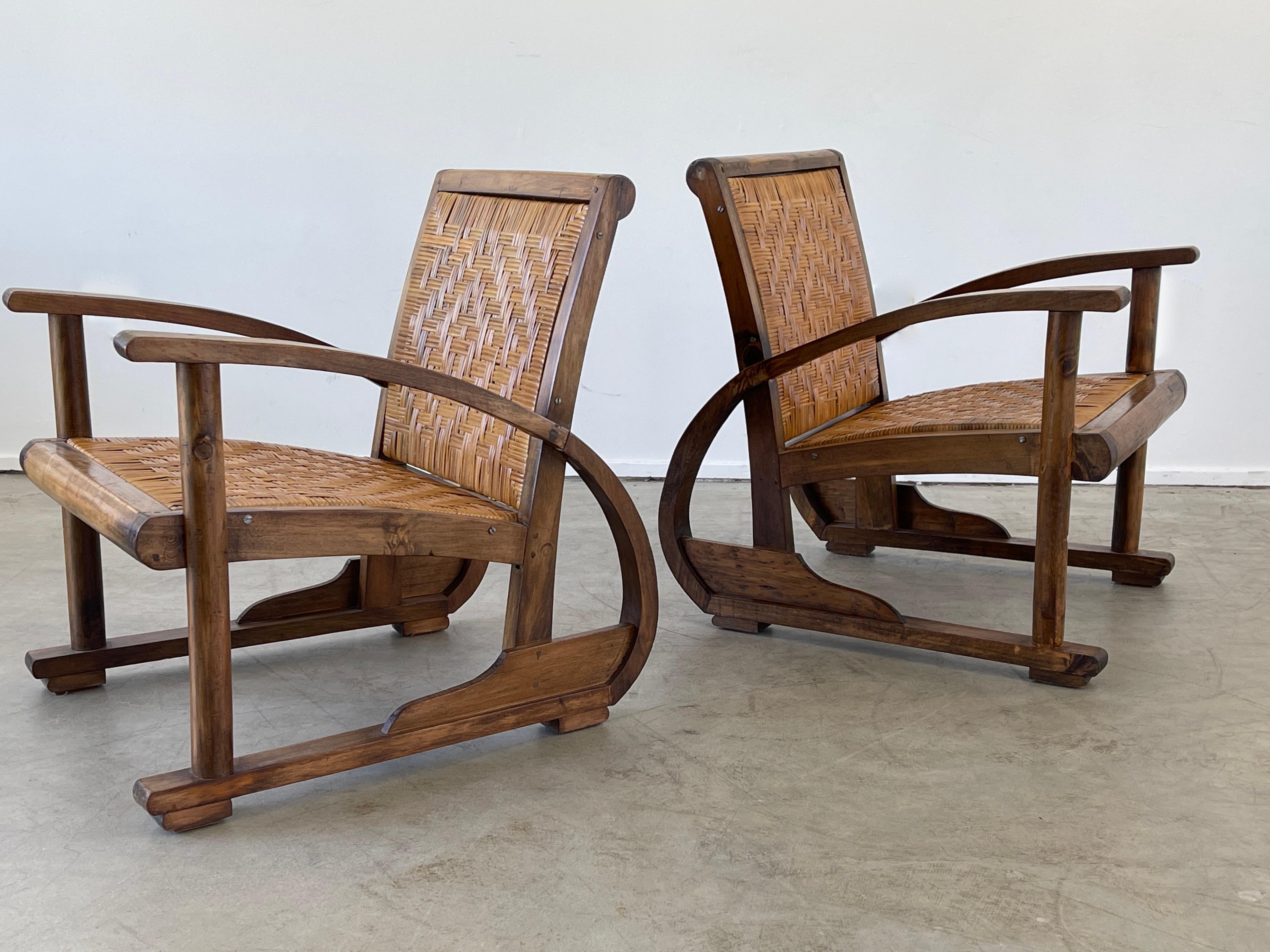 Chaises cannées françaises des années 1940 Bon état - En vente à Beverly Hills, CA