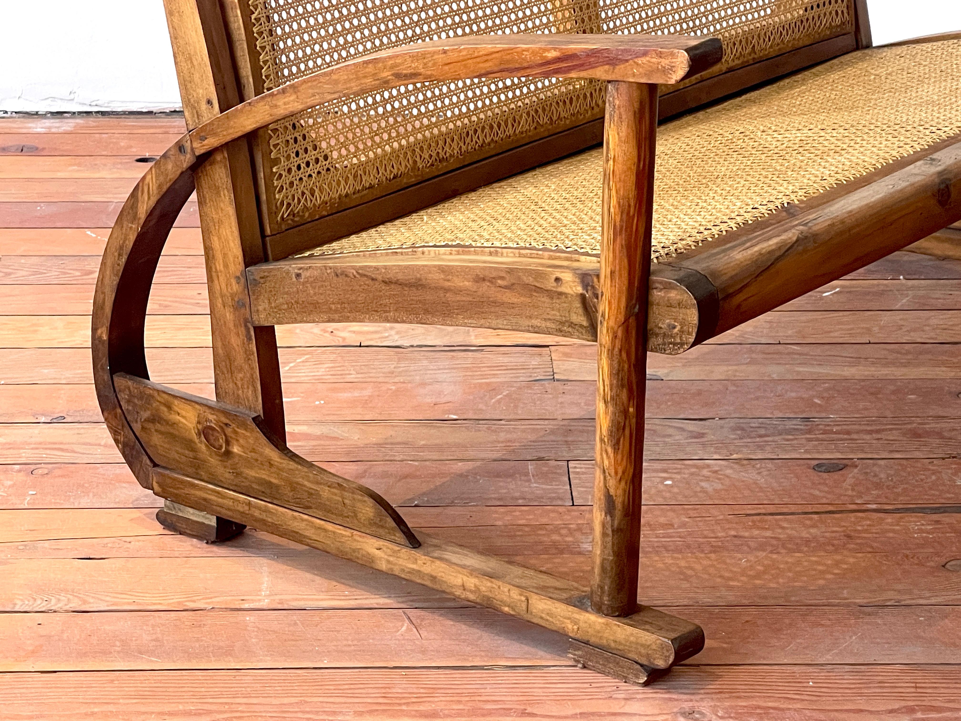 1940s French Caned Bench In Good Condition For Sale In Beverly Hills, CA