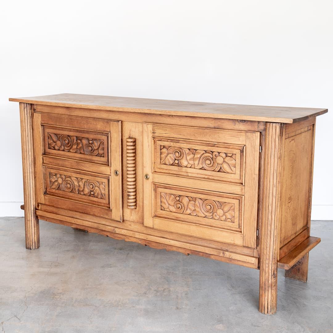 20th Century 1940's French Carved Oak Cabinet For Sale