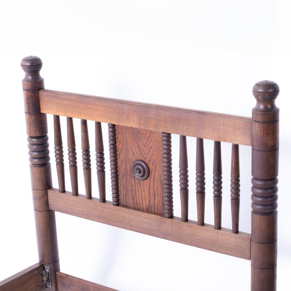 1940's French Carved Wood Bed by Charles Dudouyt For Sale 5