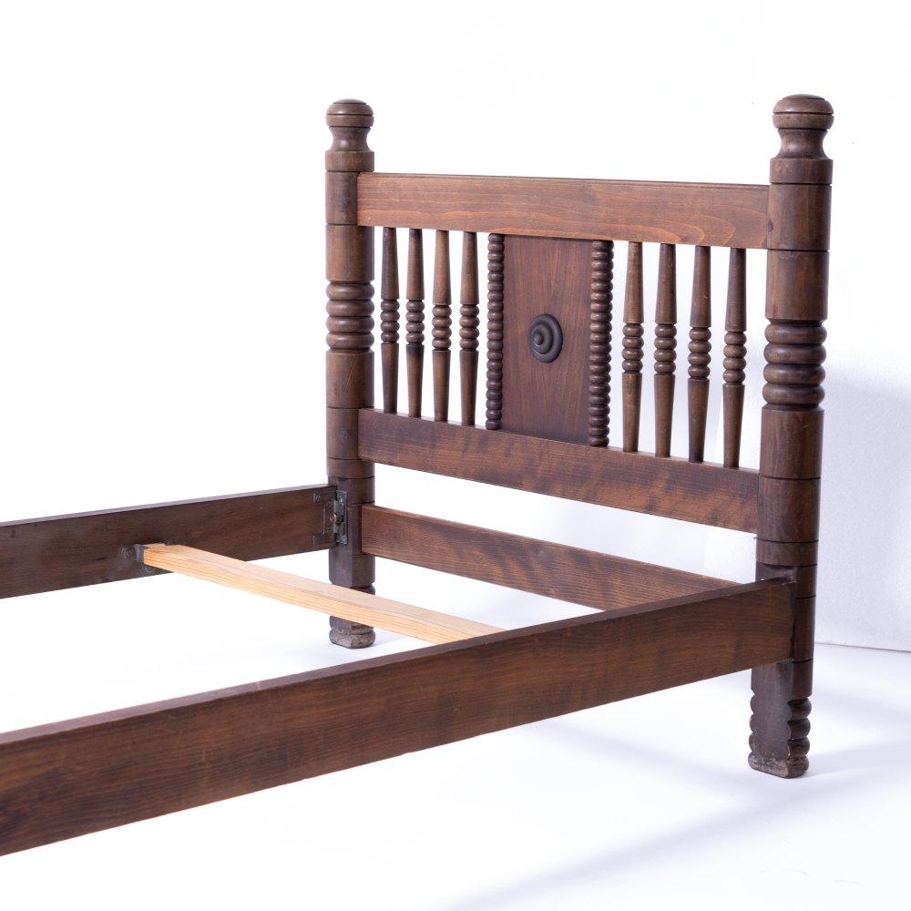 1940er Jahre Französisch geschnitzt Wood Bett von Charles Dudouyt im Angebot 9